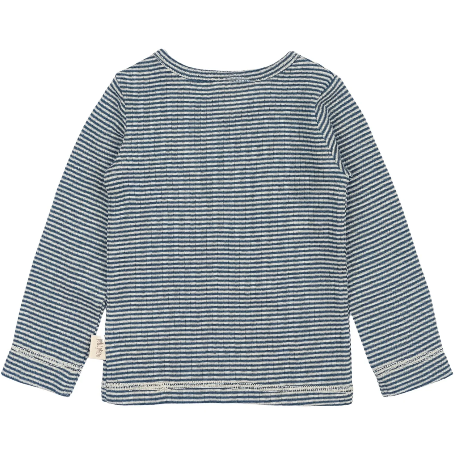 Petit Piao Ensign Blue/dark Off White PPDante T-Shirt L/S Meriono Uld Striped - Image 3