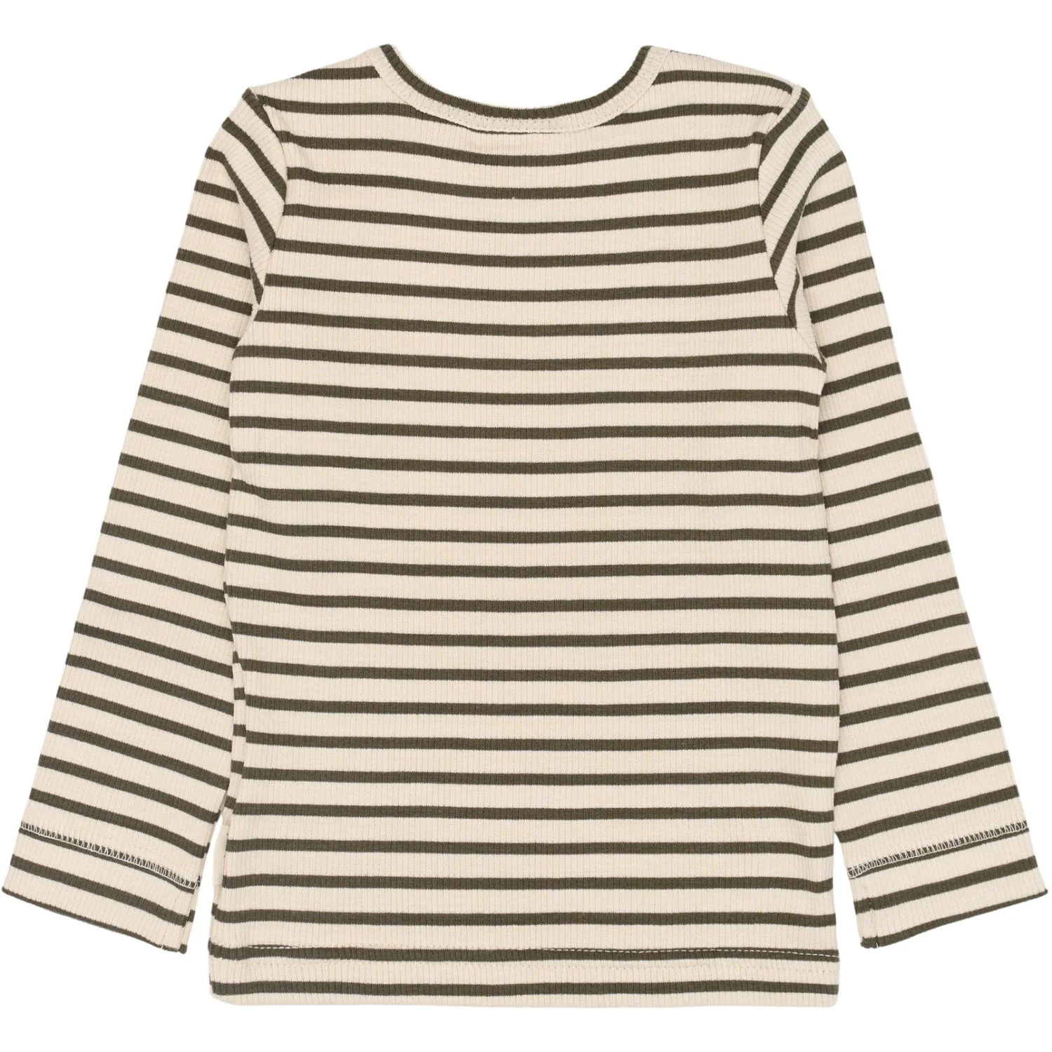 Petit Piao Green Leaf/off White T-shirt L/S Modal Striped - Image 3