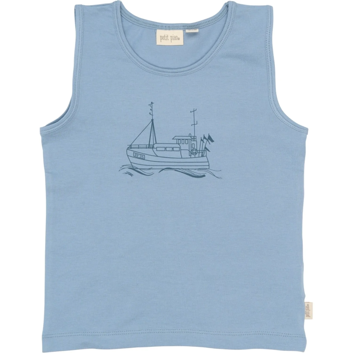 Petit Piao Illusion Blue Boat AOP PPStar Boys Undertrøje 2-pack - Image 3