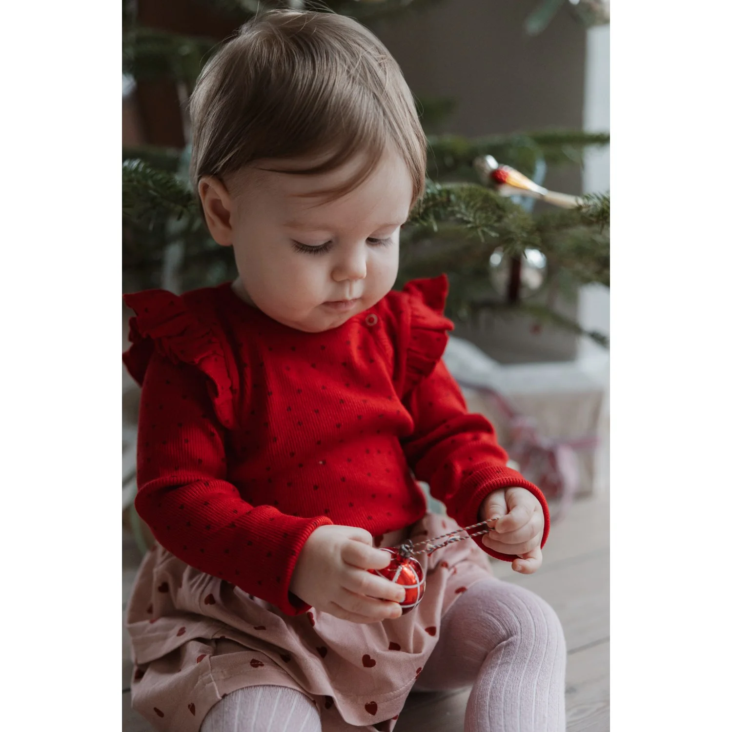 Petit Piao Jet Red/Biking Red Body L/S Flæse Modal Heart - Image 7
