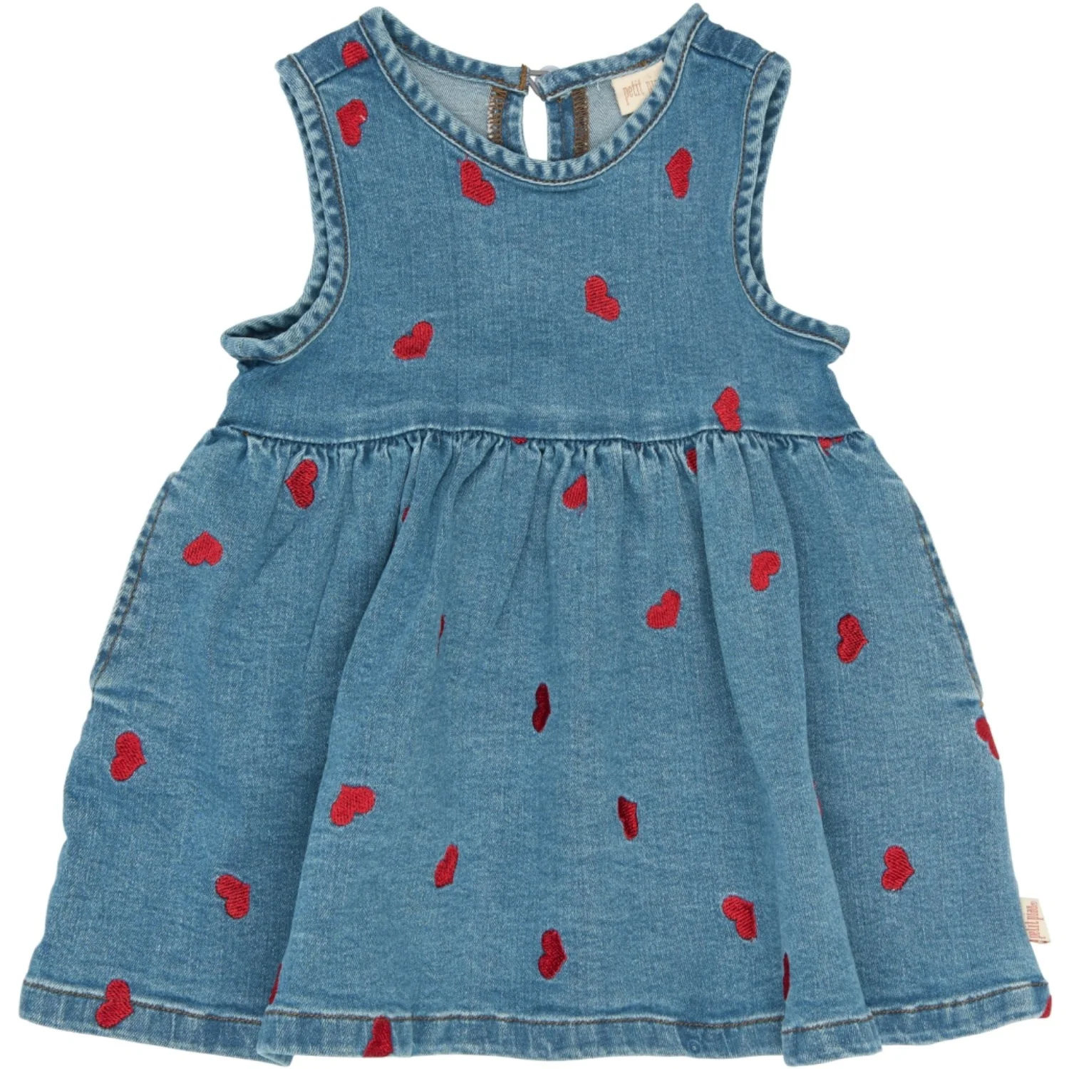 Petit Piao Light Blue Denim EMB PPEva S_L Denim Kjole