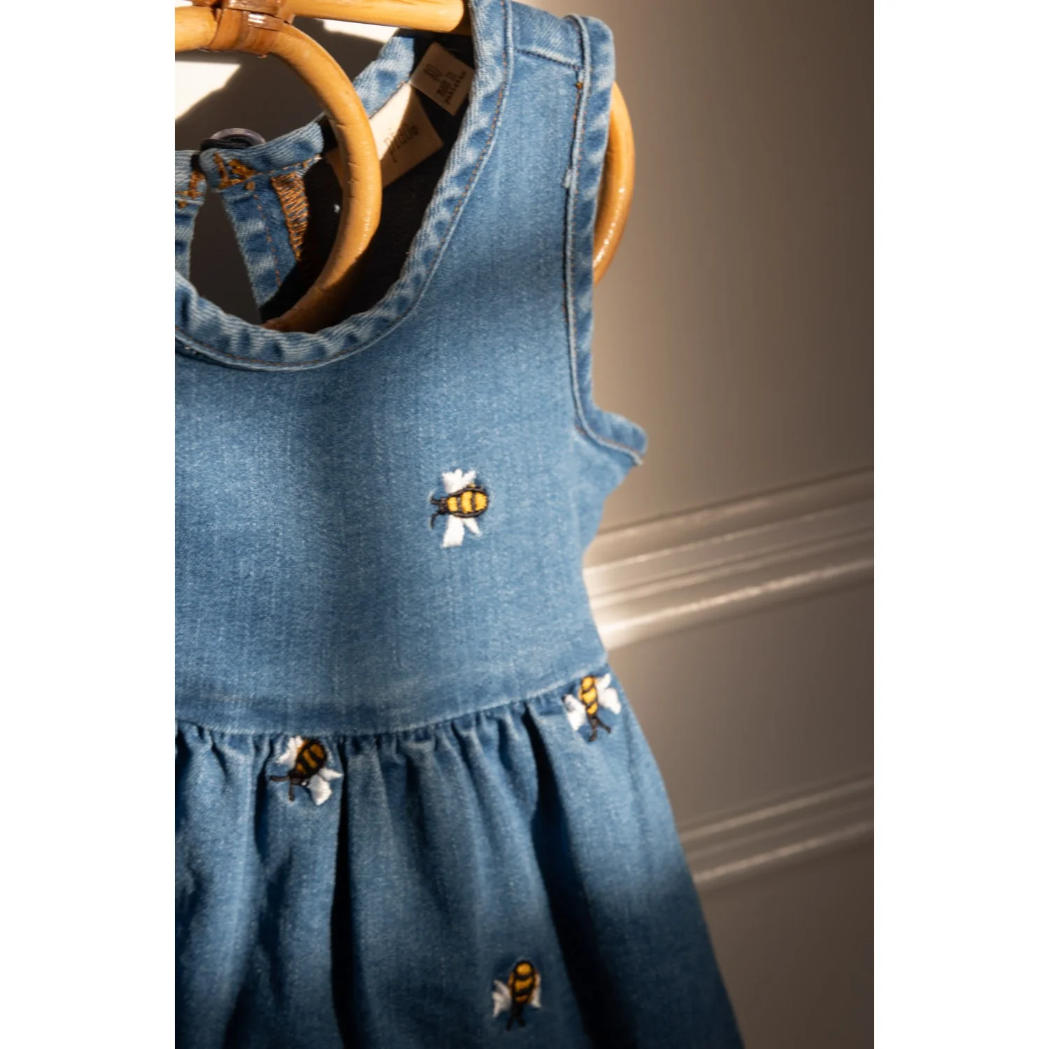 Petit Piao Light Blue Denim Emb Ppjubii S_L Denim Kjole - Image 10