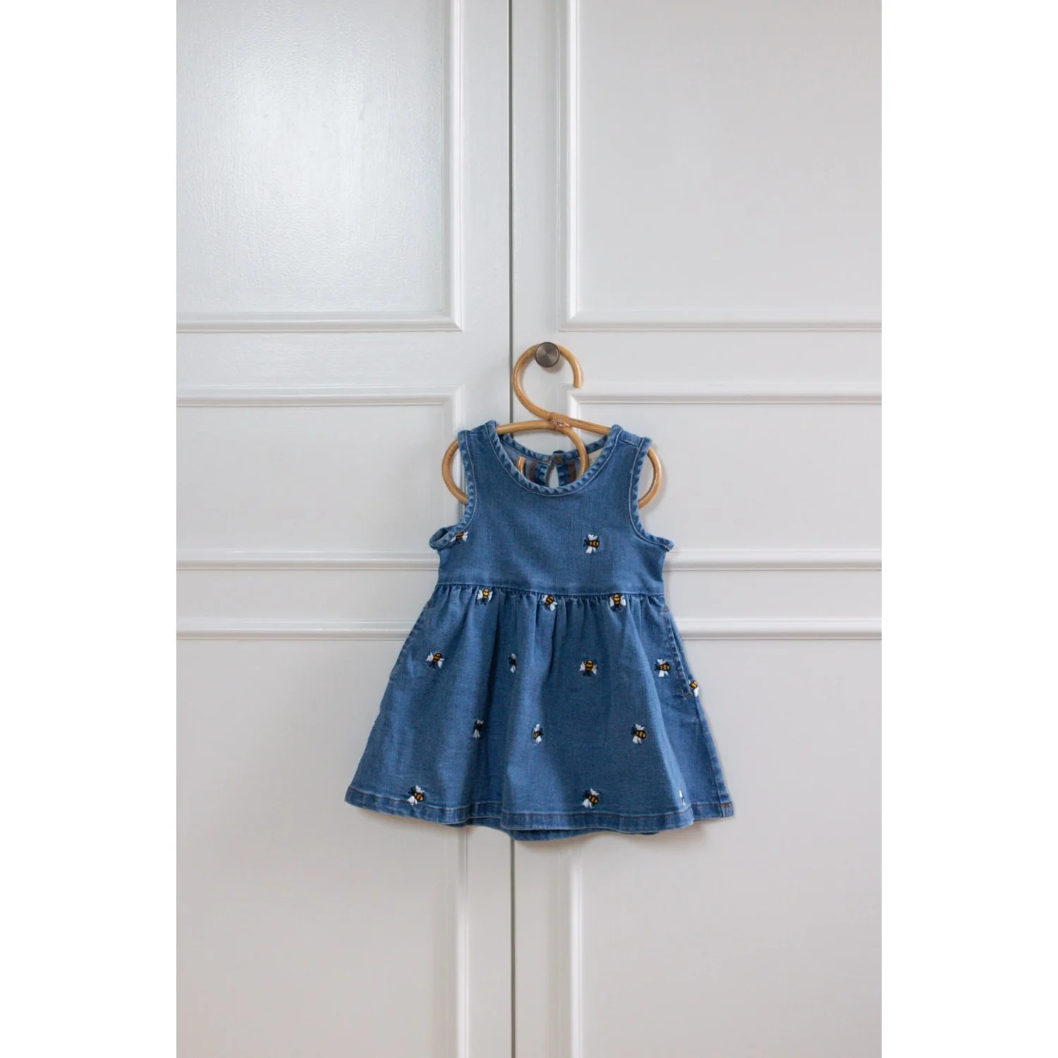 Petit Piao Light Blue Denim Emb Ppjubii S_L Denim Kjole - Image 8