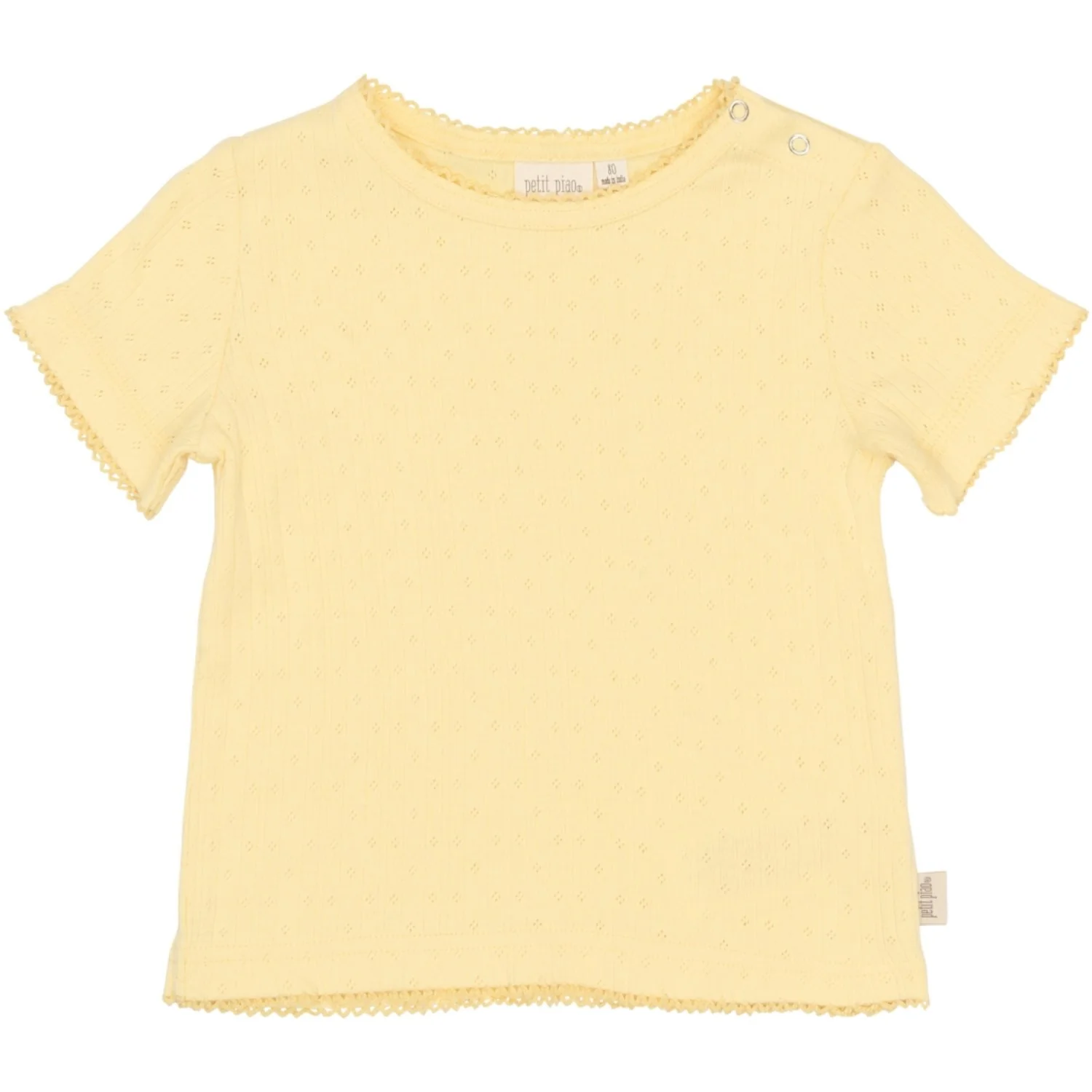 Petit Piao Mellow Yellow Ppsuze S_S Pointelle Tee
