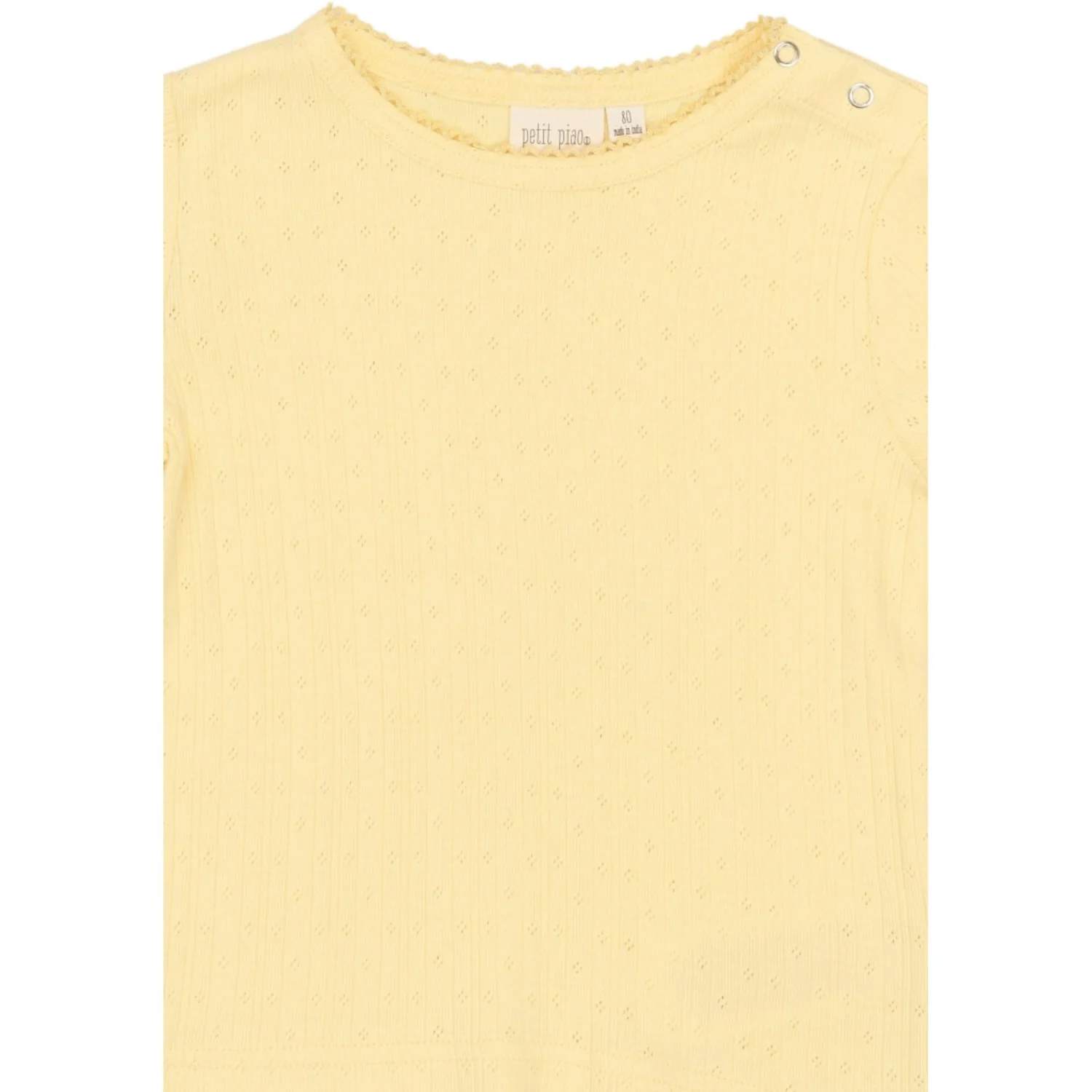 Petit Piao Mellow Yellow Ppsuze S_S Pointelle Tee - Image 2