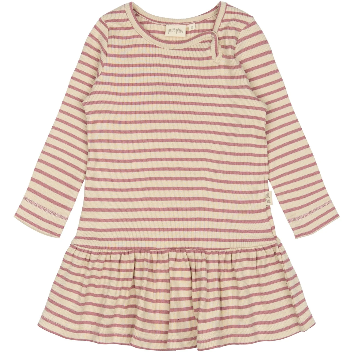 Petit Piao Nostalgic Rose/off White Kjole L/S Modal Striped