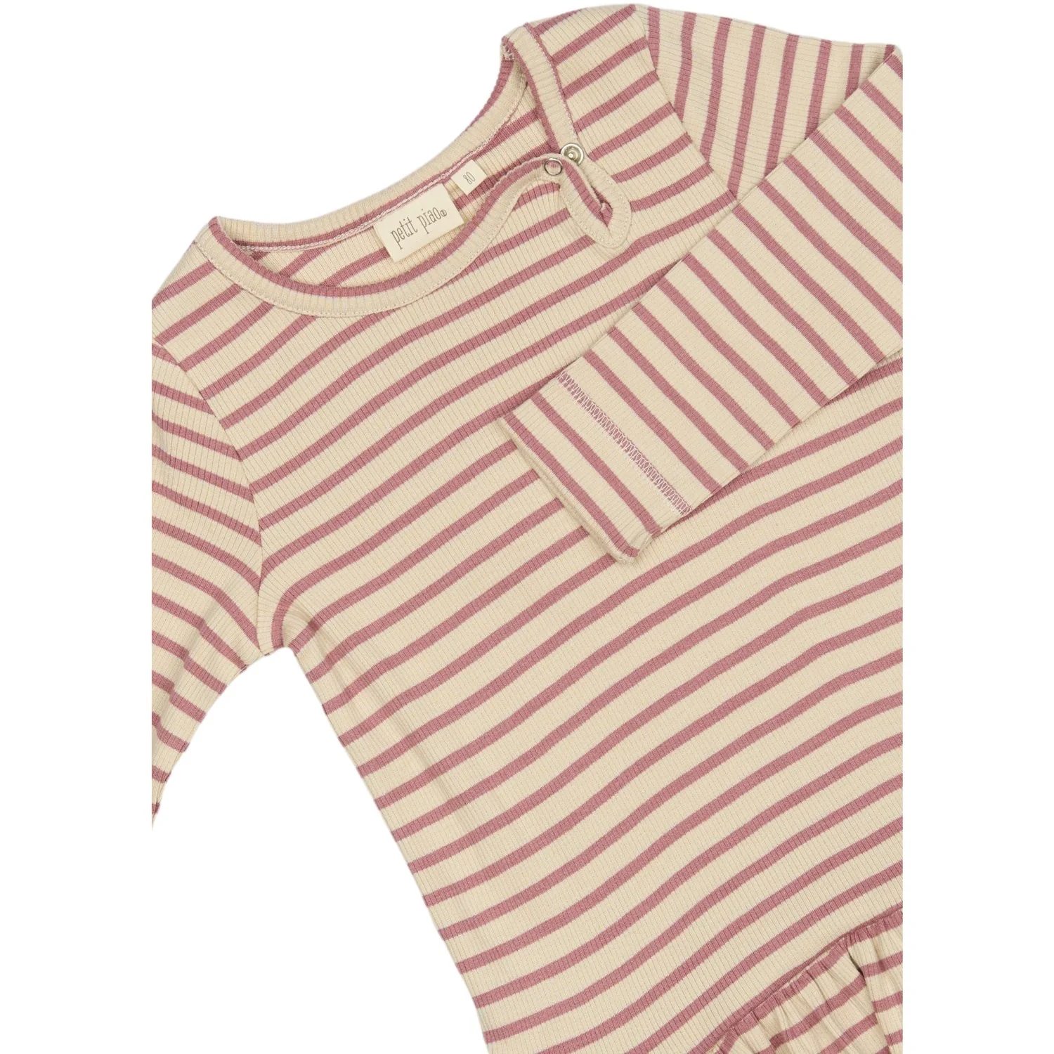 Petit Piao Nostalgic Rose/off White Kjole L/S Modal Striped - Image 6