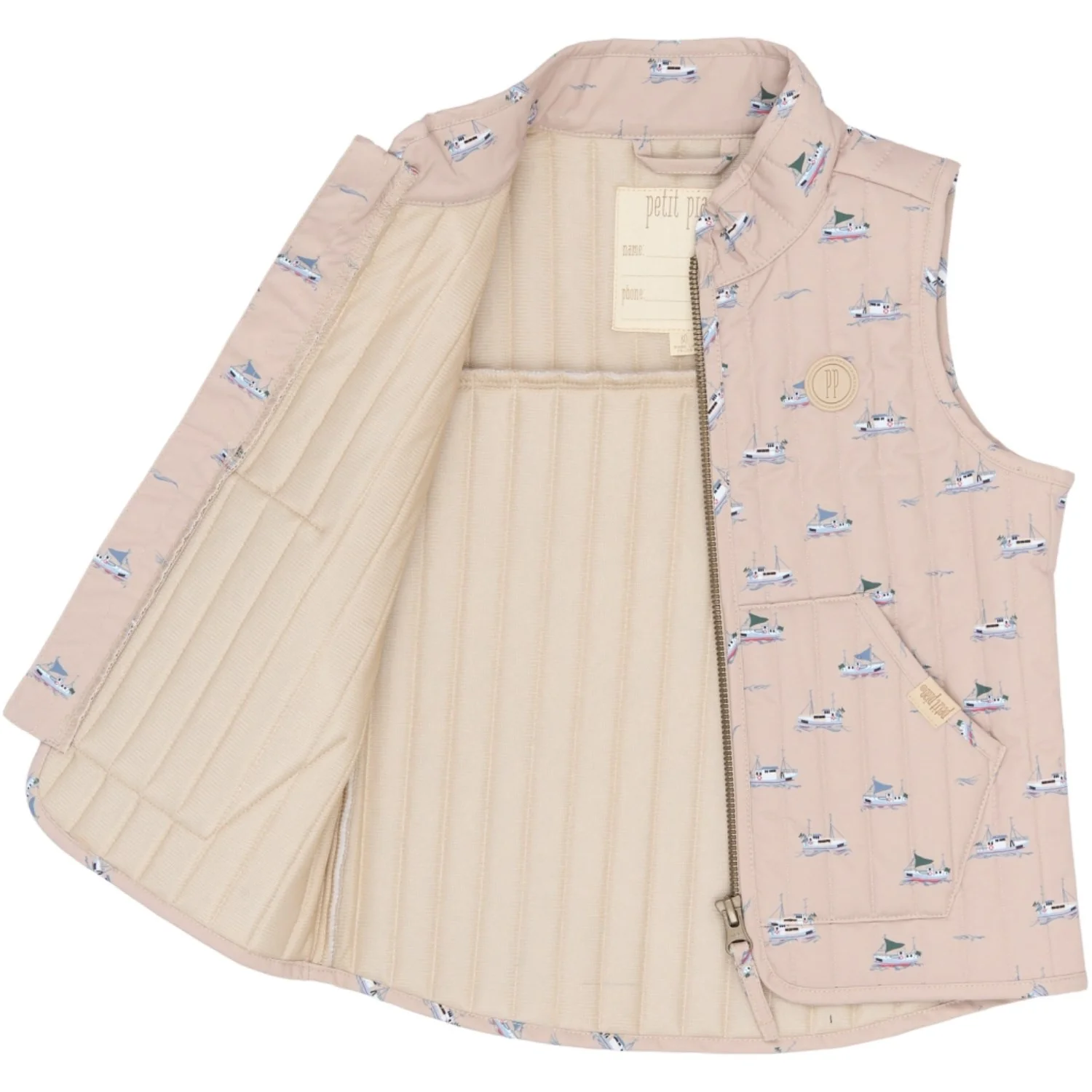 Petit Piao Oxford Tan Boat AOP PPEver Thermo Waistcoat - Image 3