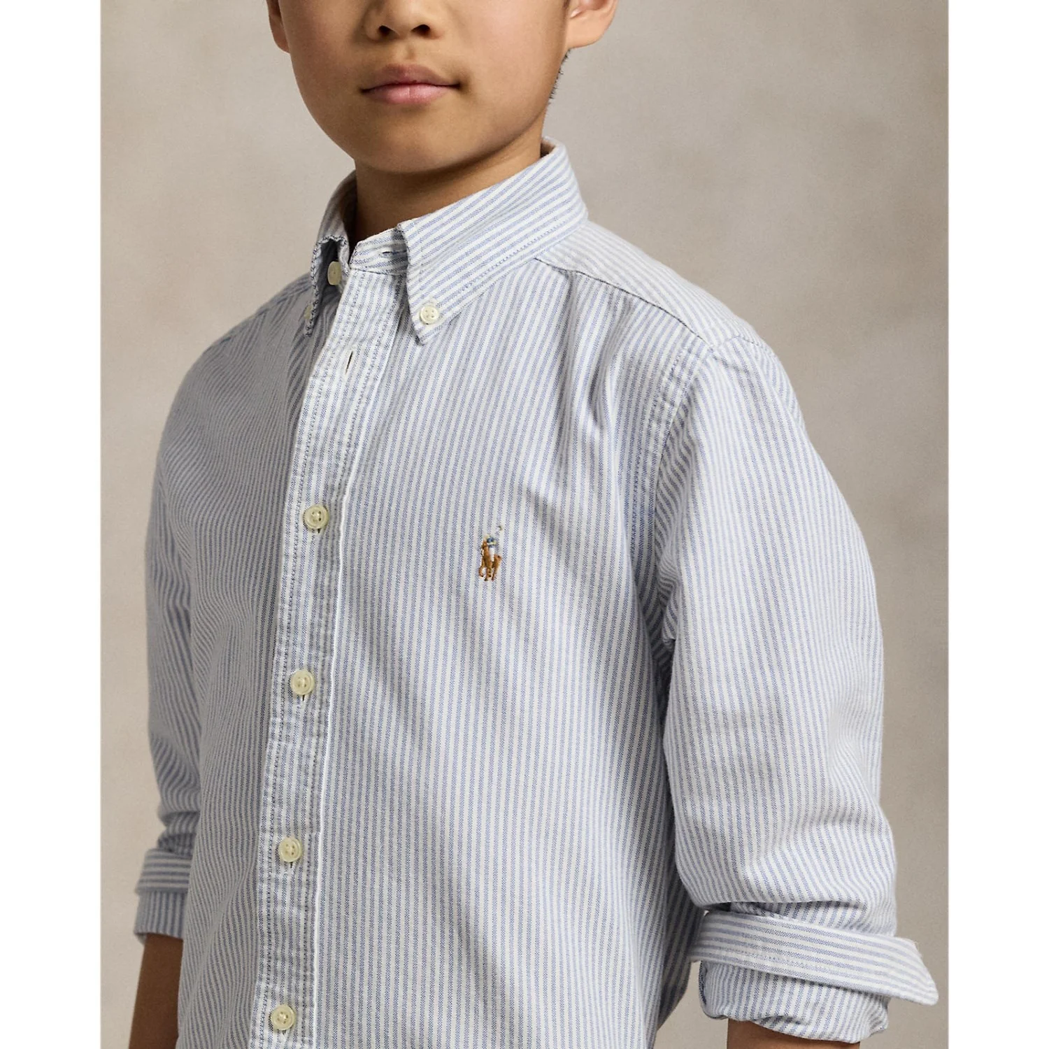 Polo Ralph Lauren Lt Blue Stripe Sport Skjorte - Image 3