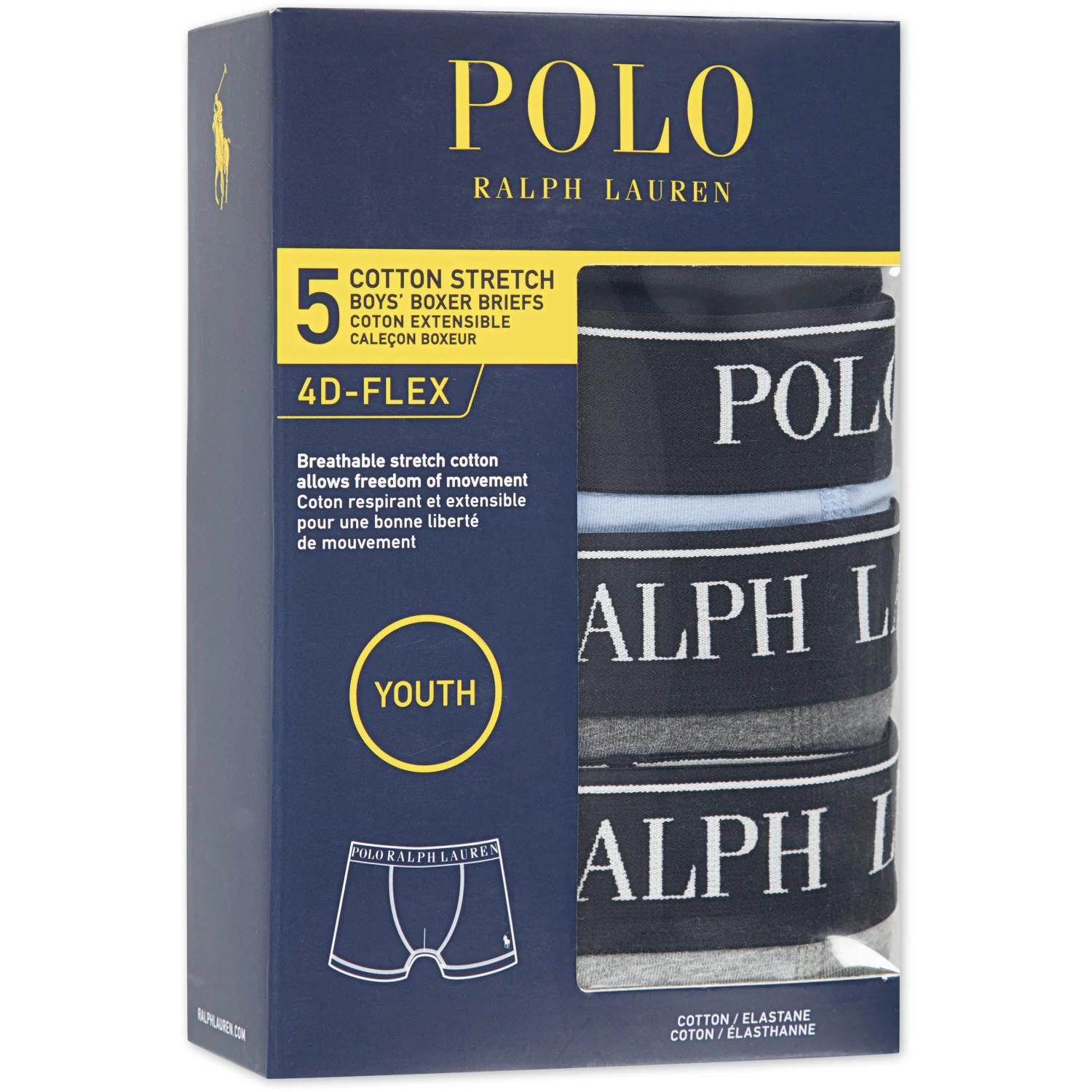 Polo Ralph Lauren Office Blue Bomuld Stretch 5-Pack Boxer - Image 3