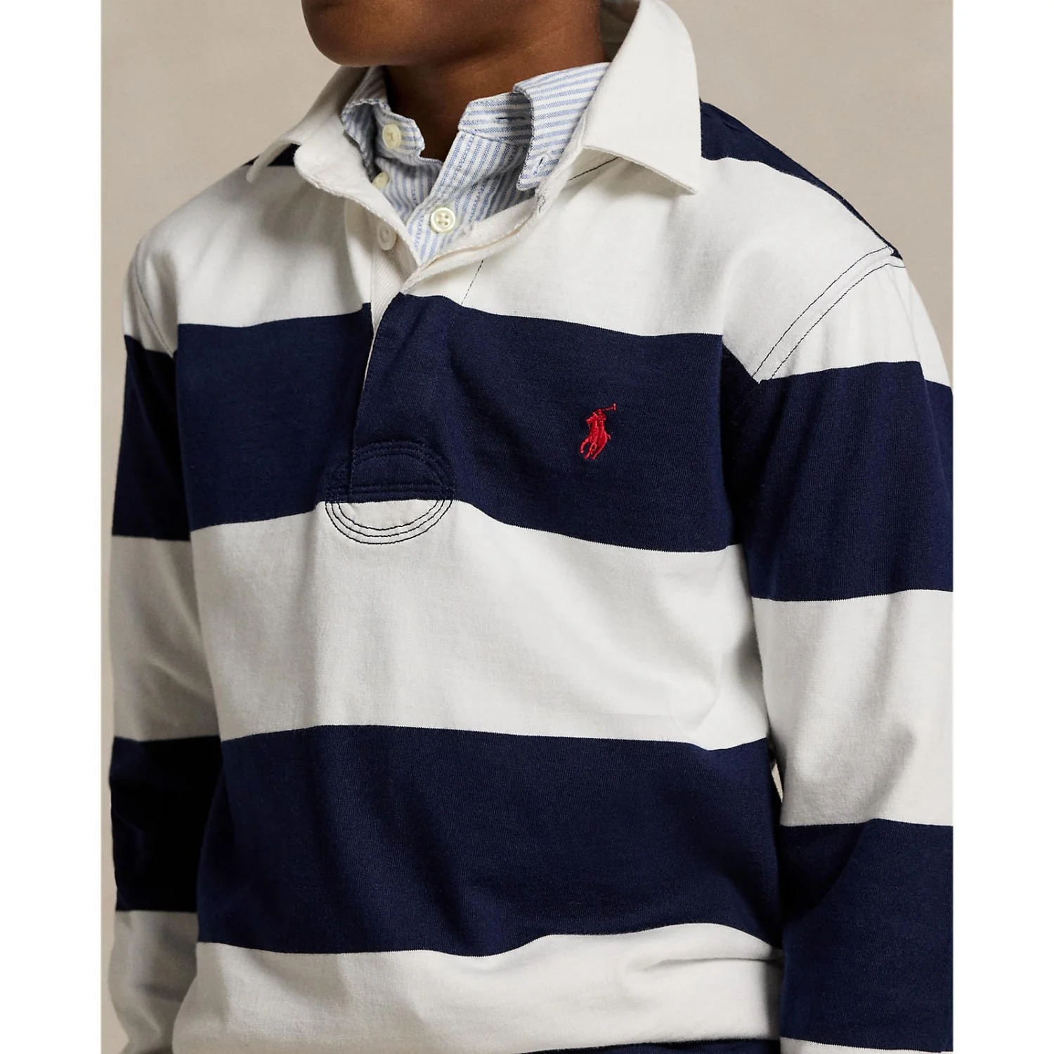 Polo Ralph Lauren White/Cruise Navy Boy Rugby L/S T-Shirt - Image 3