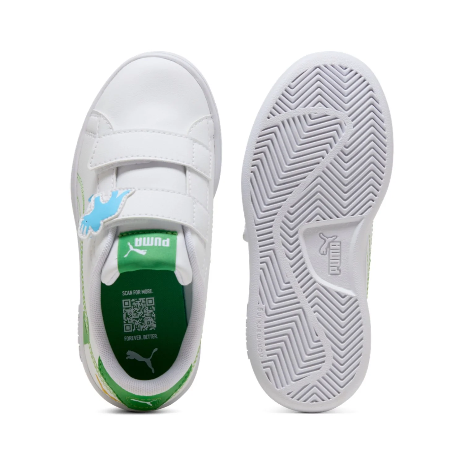 Puma White-Green Fruit-Vibrant Blue Puma Smash 3.0 Dino V PS - Image 6