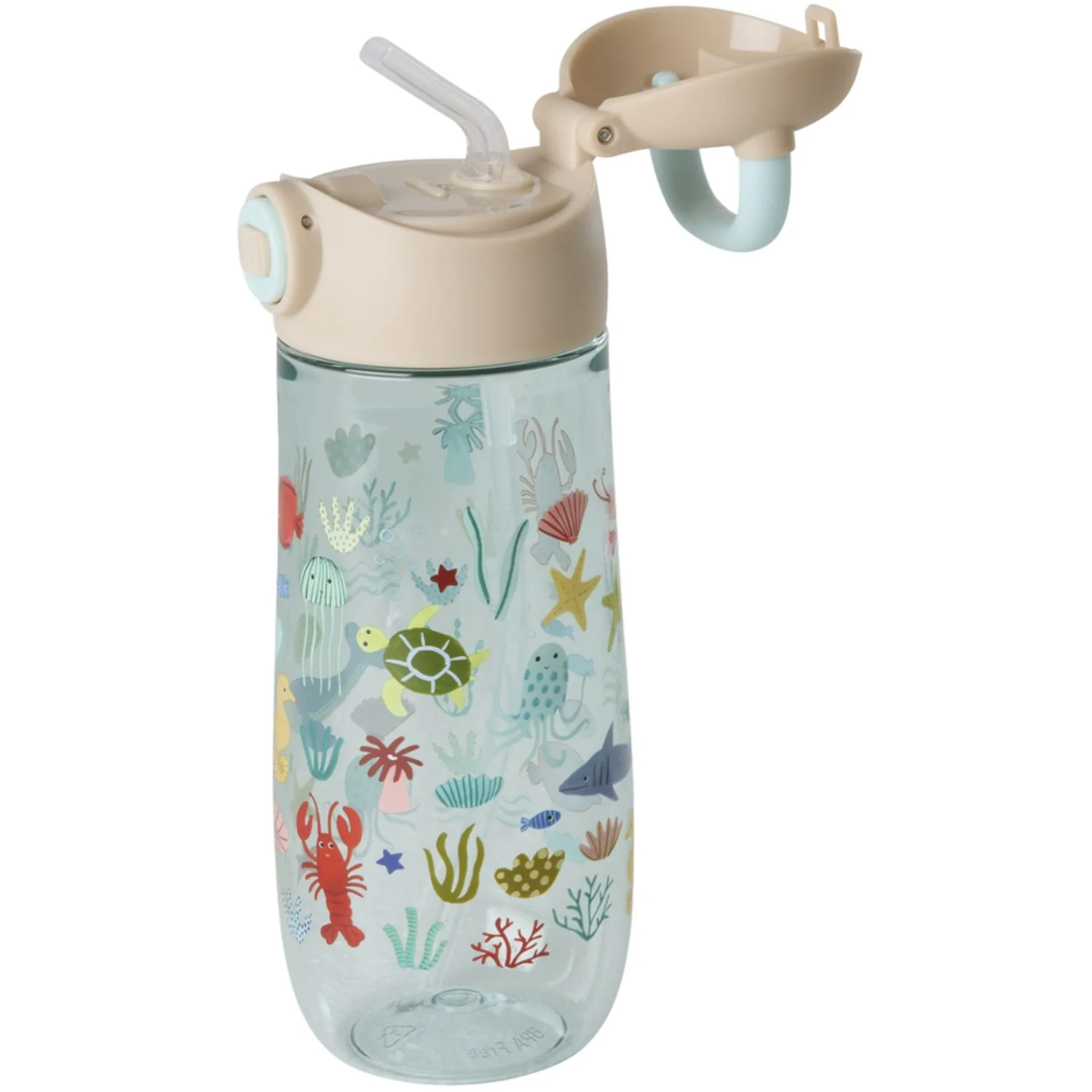 Rice Blue Ocean Print Plastic Kids Drikkeflaske 550 Ml - Image 3