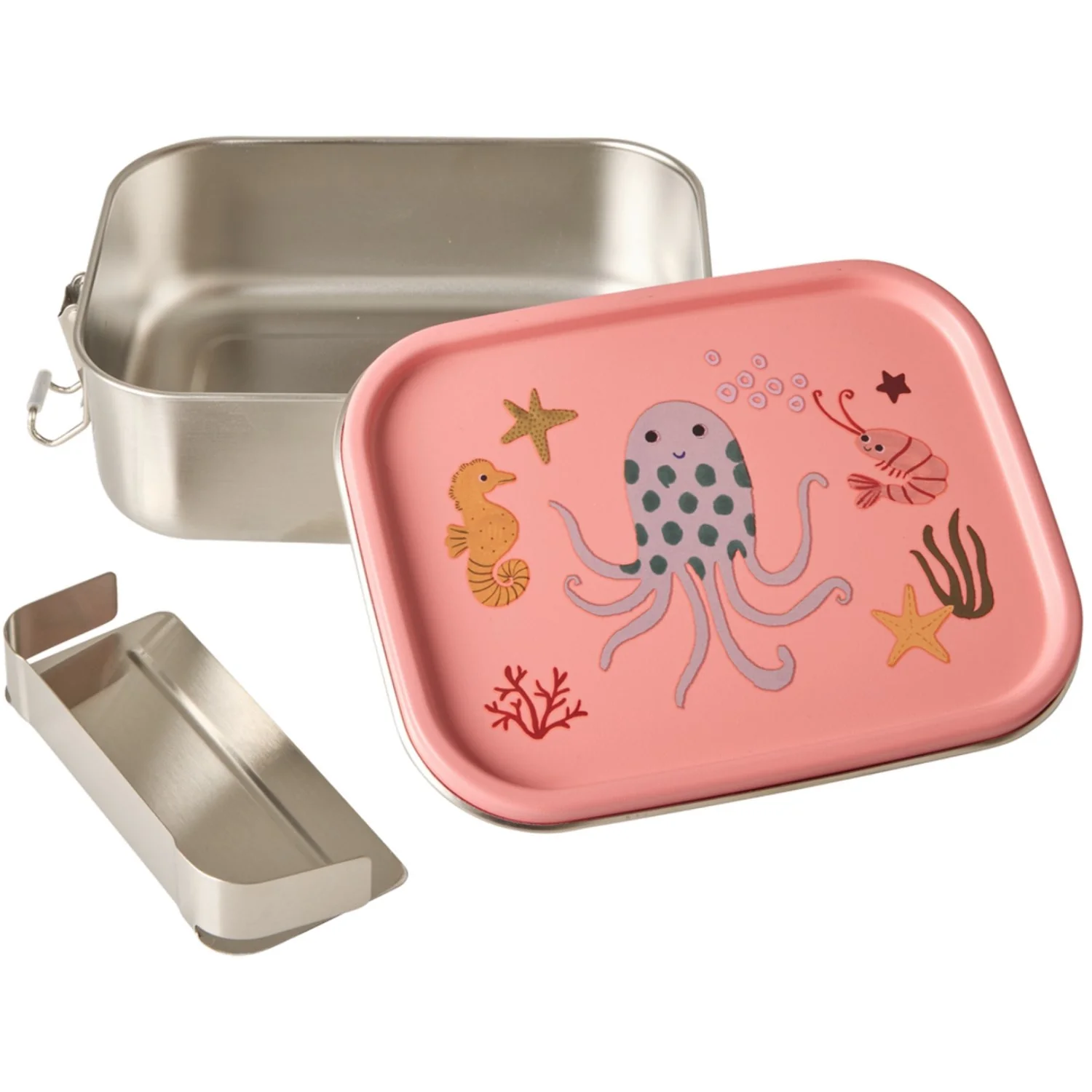 Rice Coral Ocean Print Stainless Stål Madkasse Med Bevægelig Opdeler Small 800 Ml - Image 3