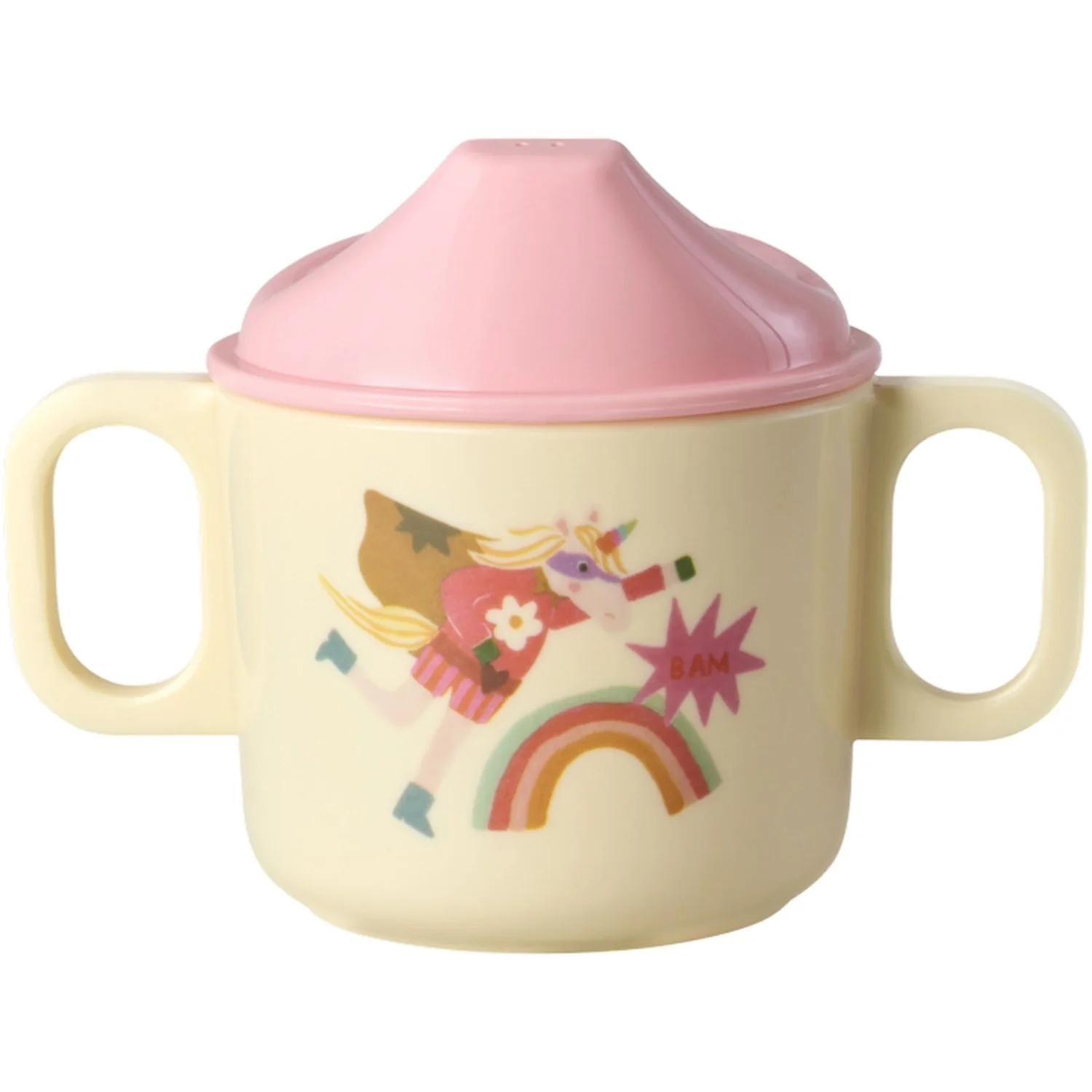 Rice Melamin 2 Handle Baby Kop Med Hero Print - Pink - 250 Ml