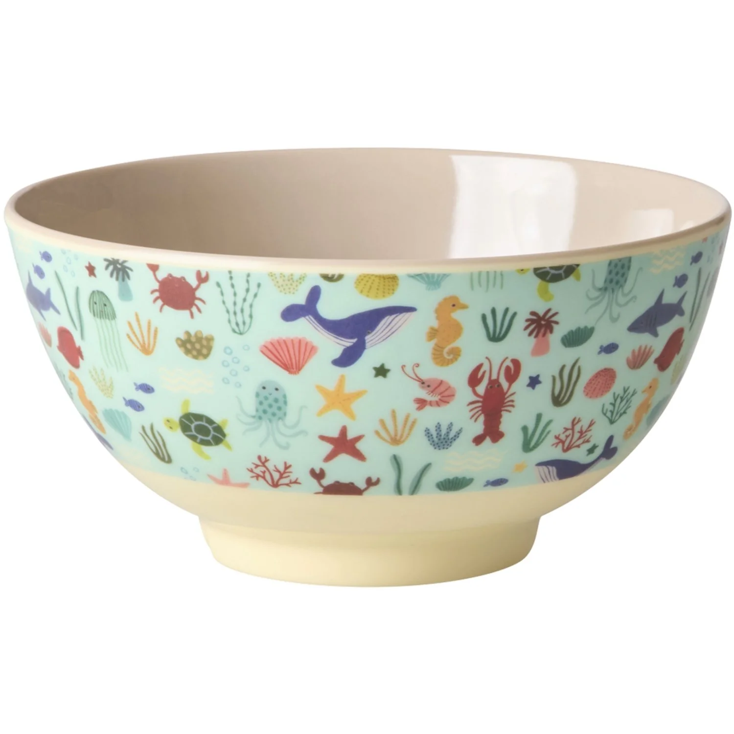 Rice Melamin Skål Med Blue Ocean Print - Medium - 700 Ml