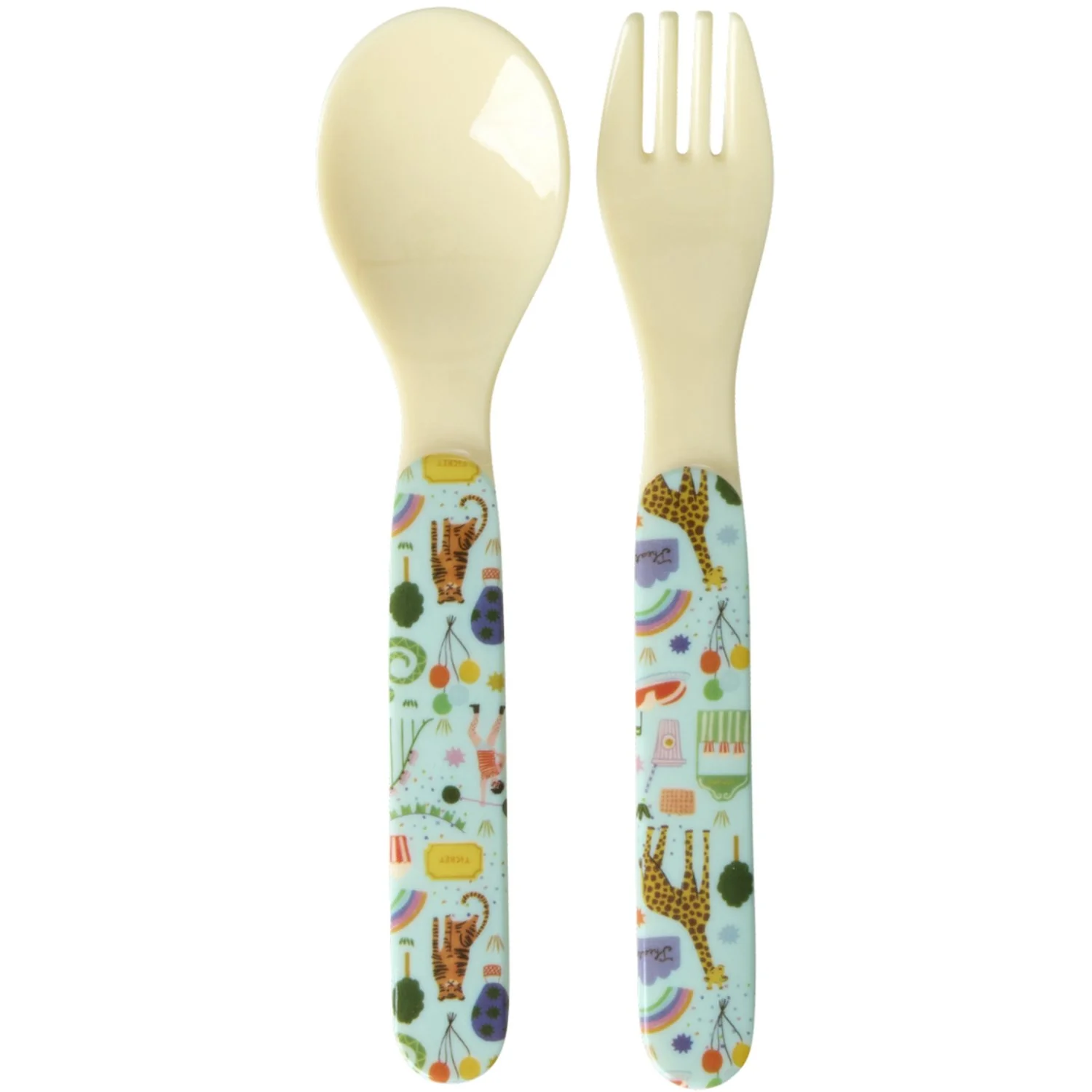 Rice Mint Fun Fair Print Baby Melamine Ske og Gaffel
