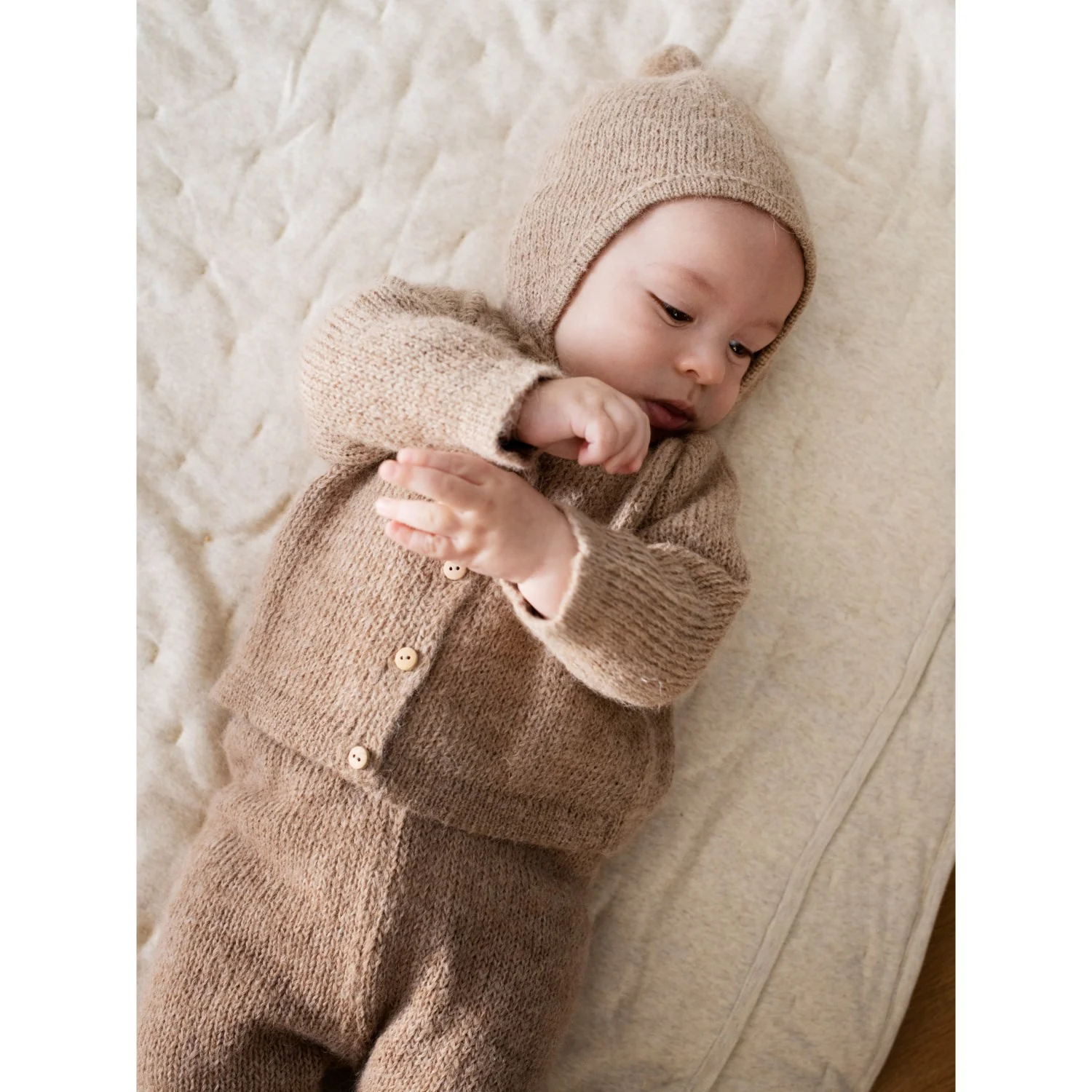 Serendipity Beige Baby Alpaca Suri Cardigan - Image 3