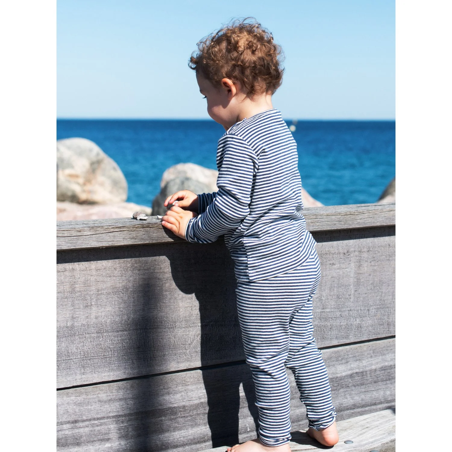 Serendipity Navy/Offwhite Baby Leggings Stripe - Image 2