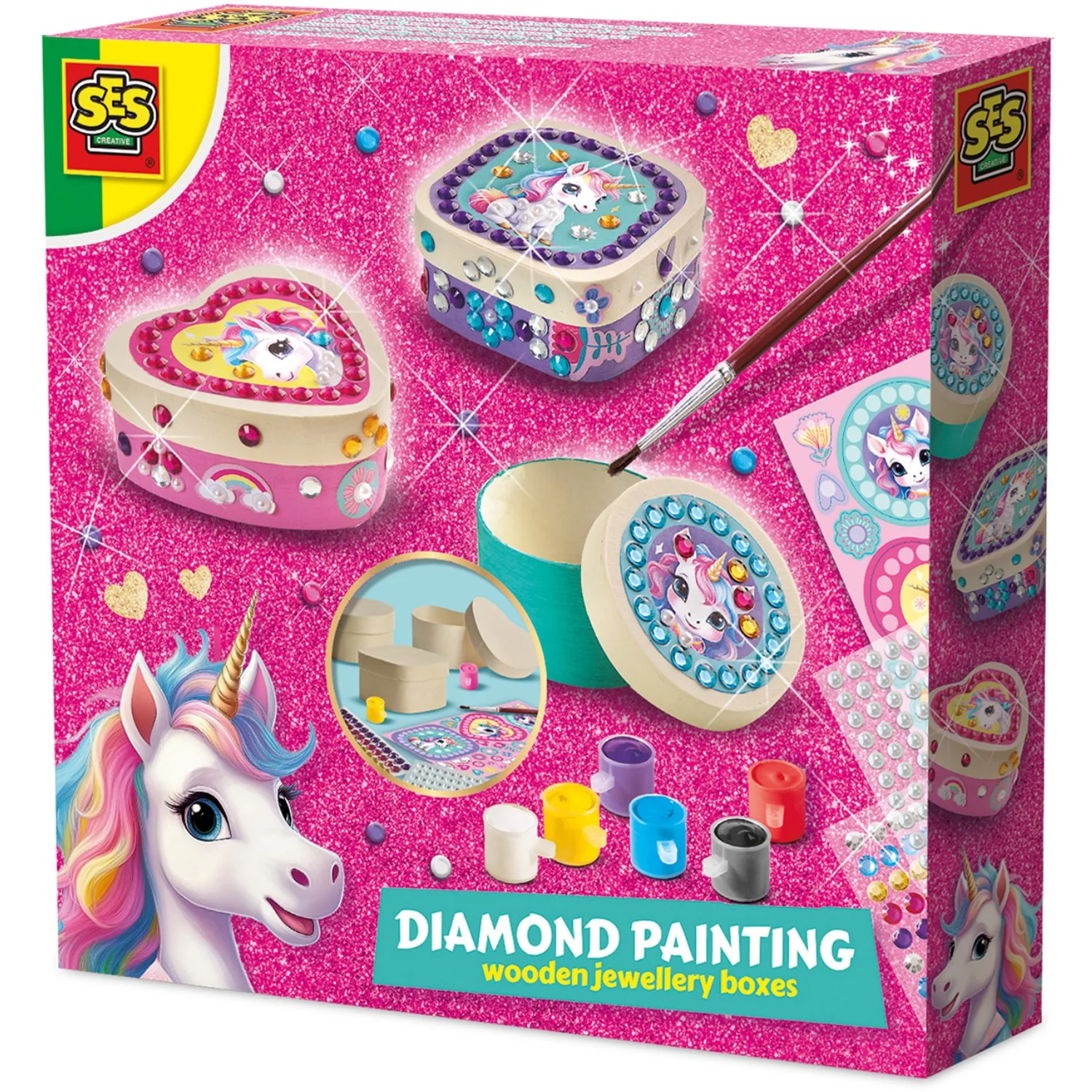 SES Creative Diamantmosaik Smykkeskrin Med Enhjørning