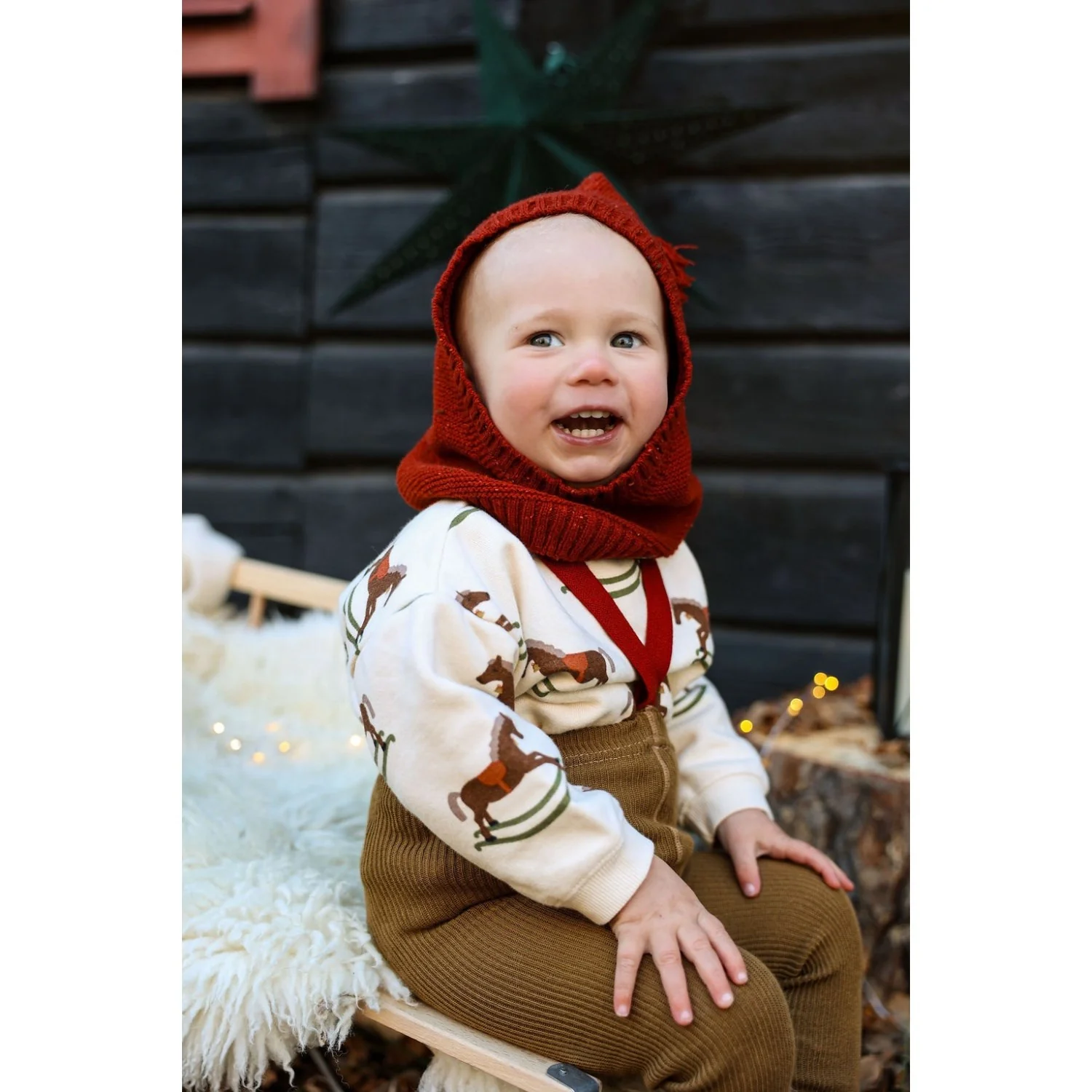 Silly Silas Acorn Brown With Maple Leaf Footed Strømpebukser Christmas Edition - Image 13