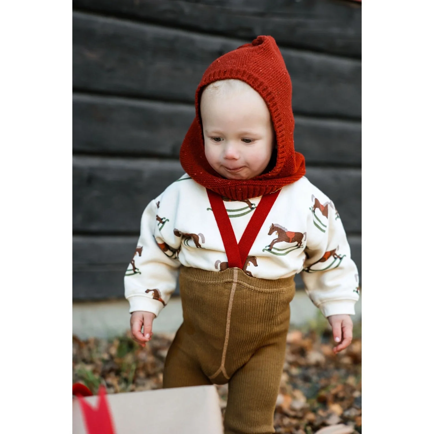 Silly Silas Acorn Brown With Maple Leaf Footed Strømpebukser Christmas Edition - Image 16