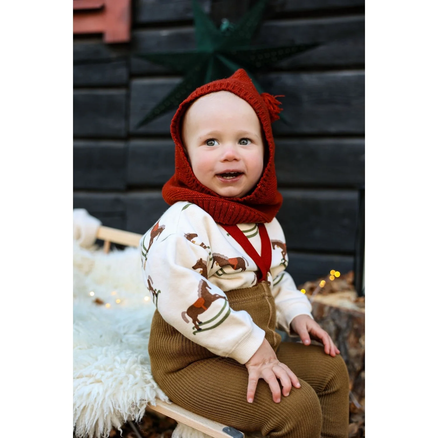 Silly Silas Acorn Brown With Maple Leaf Footed Strømpebukser Christmas Edition - Image 17