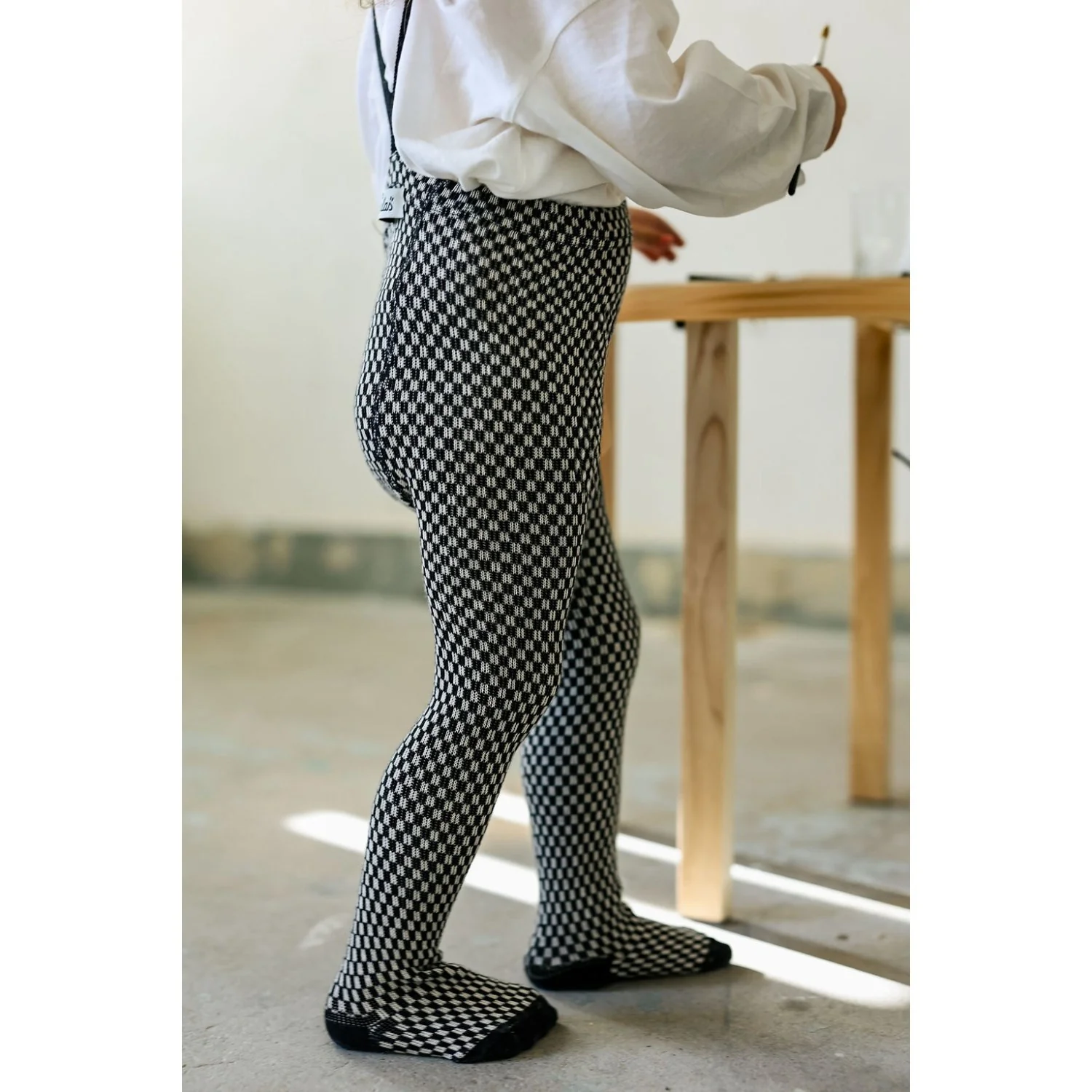 Silly Silas Black X White Checked Special Footed Strømpebukser - Image 3