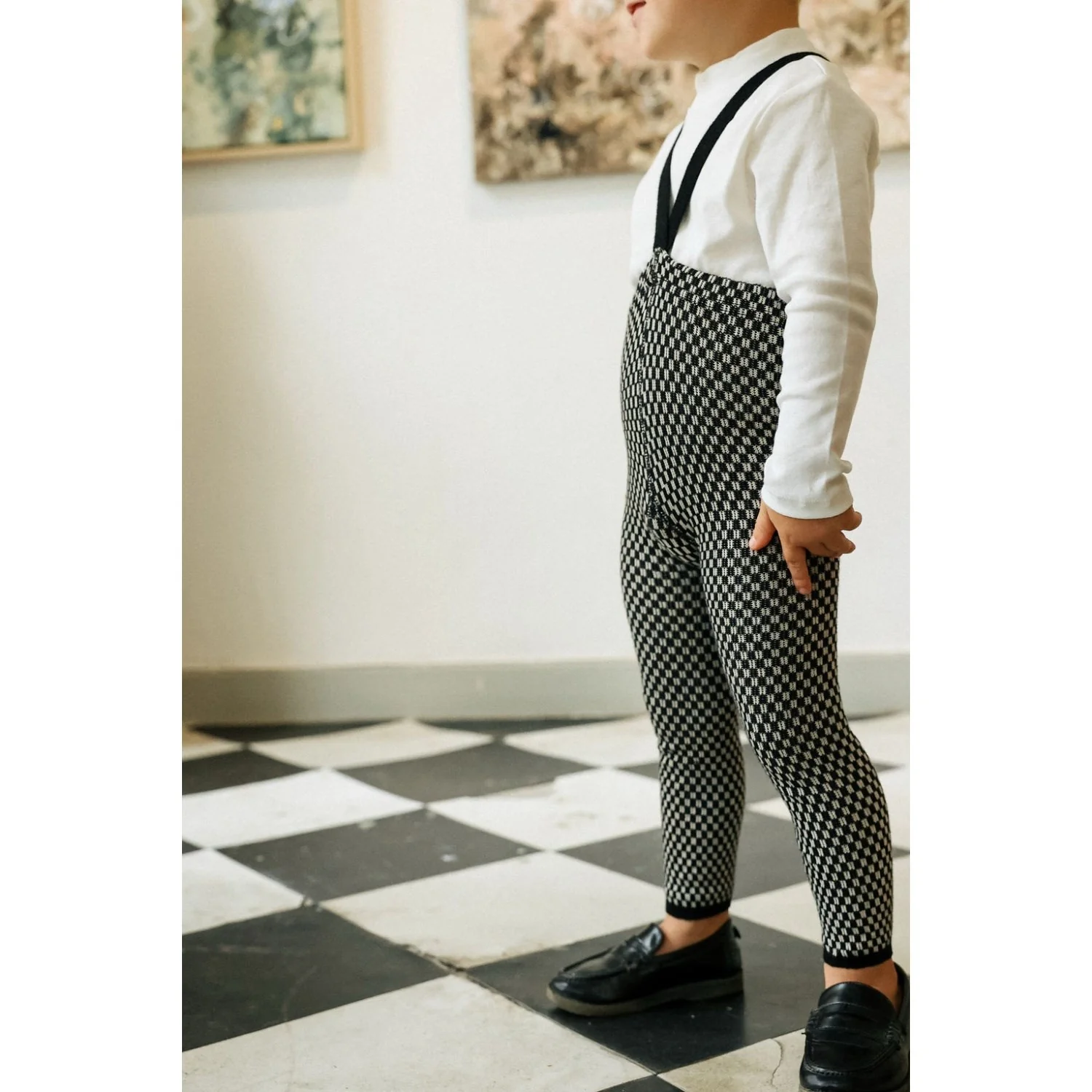 Silly Silas Black X White Checked Special Footless Strømpebukser - Image 5