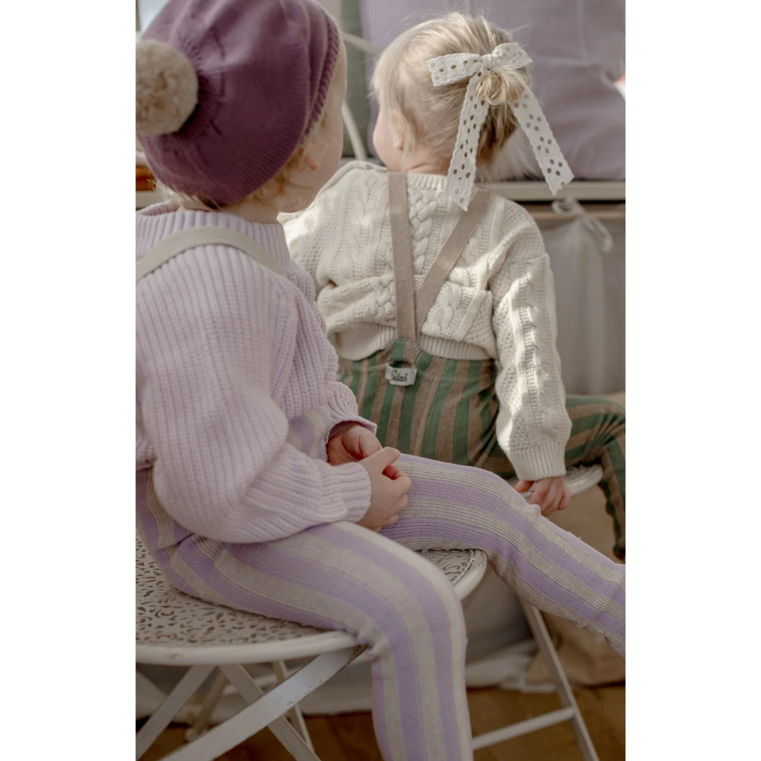 Silly Silas Lavender X Cream Striped Footless Strømpebukser Special Edition - Image 13