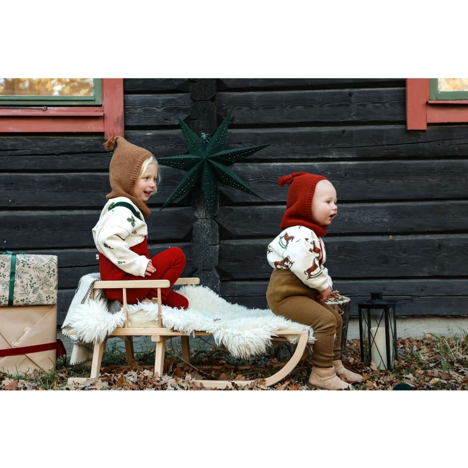 Silly Silas Maple Leaf With Dark Forest Green Footless Strømpebukser Christmas Edition - Image 10