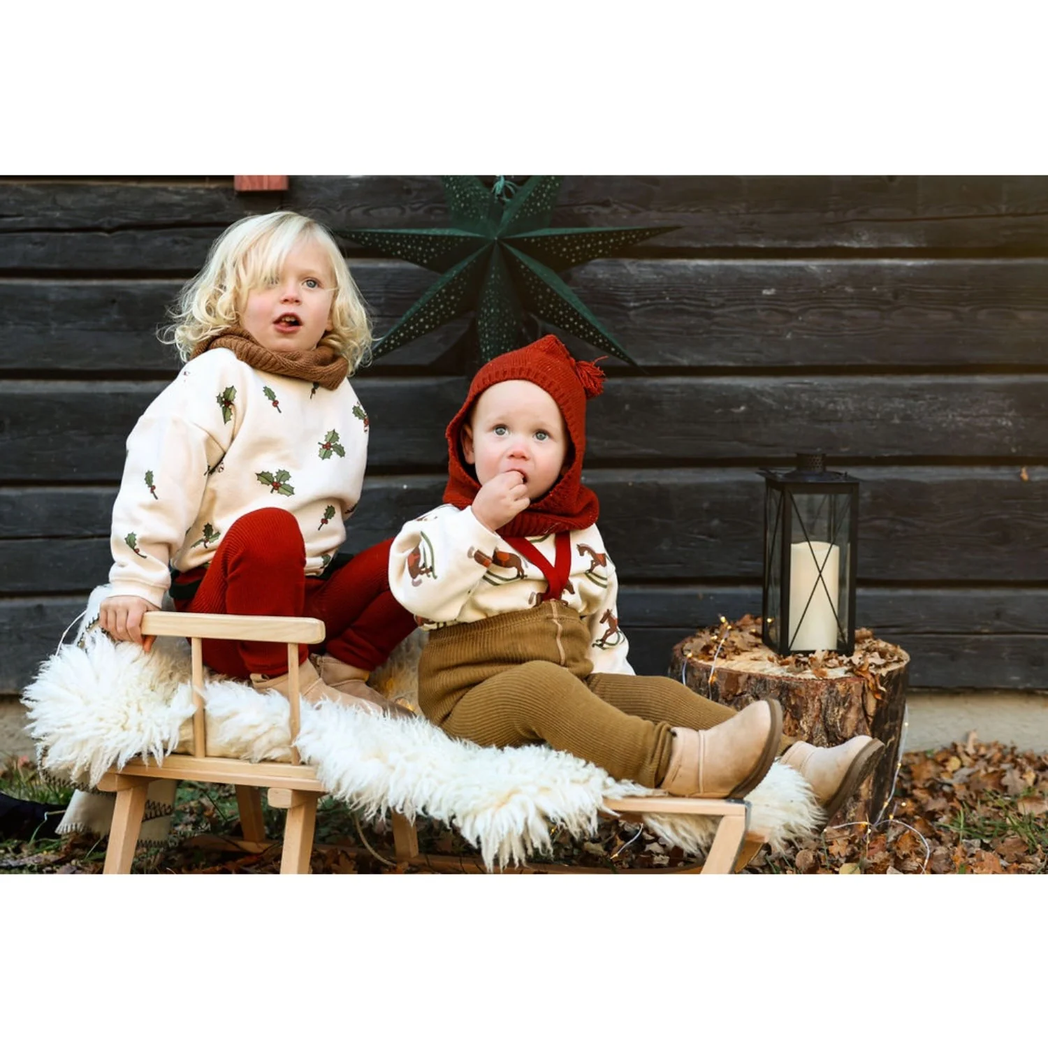 Silly Silas Maple Leaf With Dark Forest Green Footless Strømpebukser Christmas Edition - Image 11