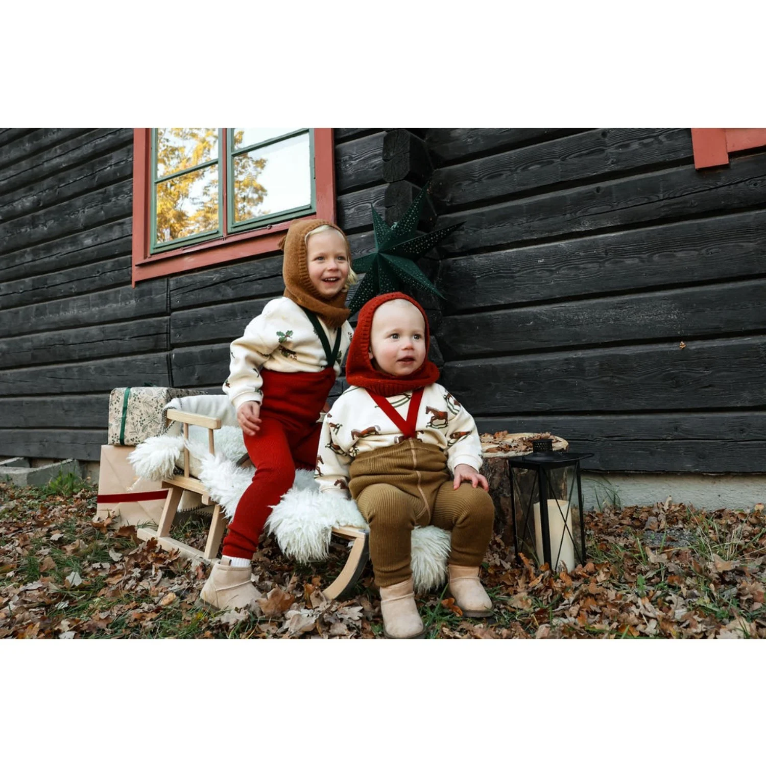 Silly Silas Maple Leaf With Dark Forest Green Footless Strømpebukser Christmas Edition - Image 13