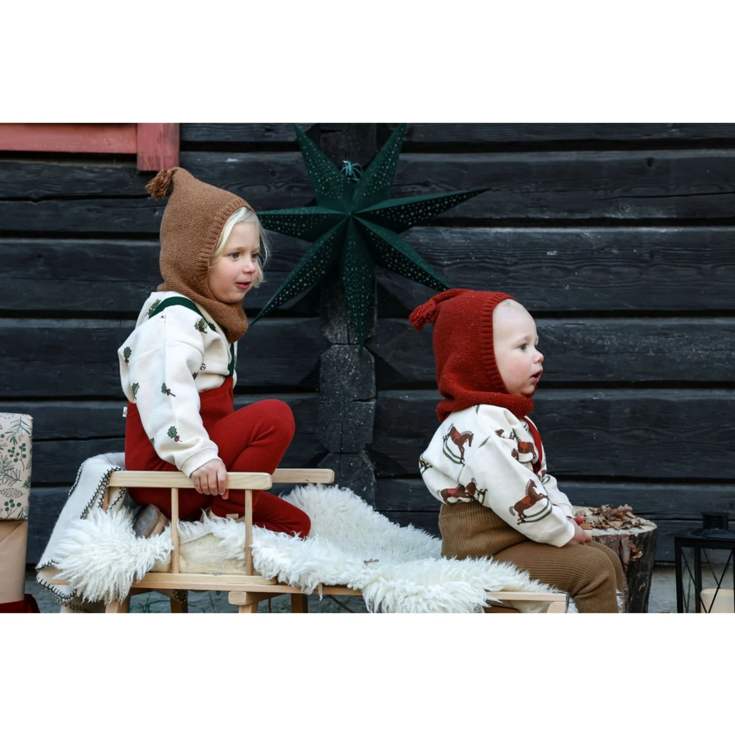 Silly Silas Maple Leaf With Dark Forest Green Footless Strømpebukser Christmas Edition - Image 14