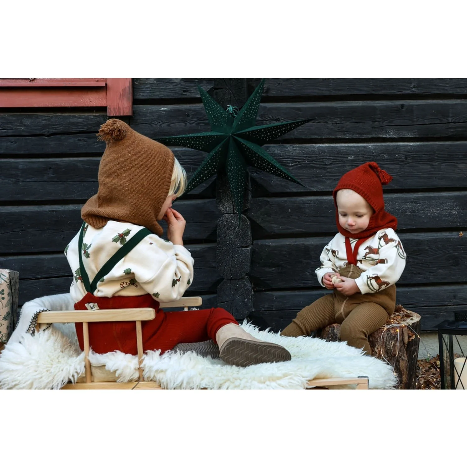 Silly Silas Maple Leaf With Dark Forest Green Footless Strømpebukser Christmas Edition - Image 3