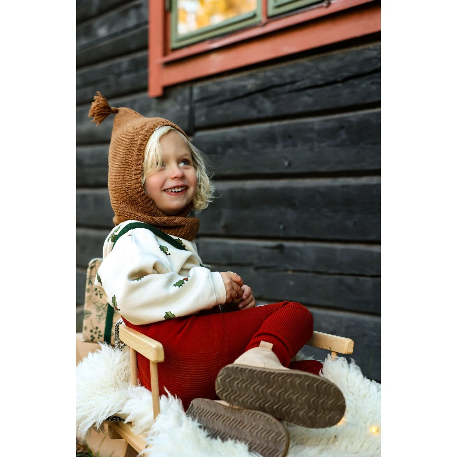 Silly Silas Maple Leaf With Dark Forest Green Footless Strømpebukser Christmas Edition - Image 4