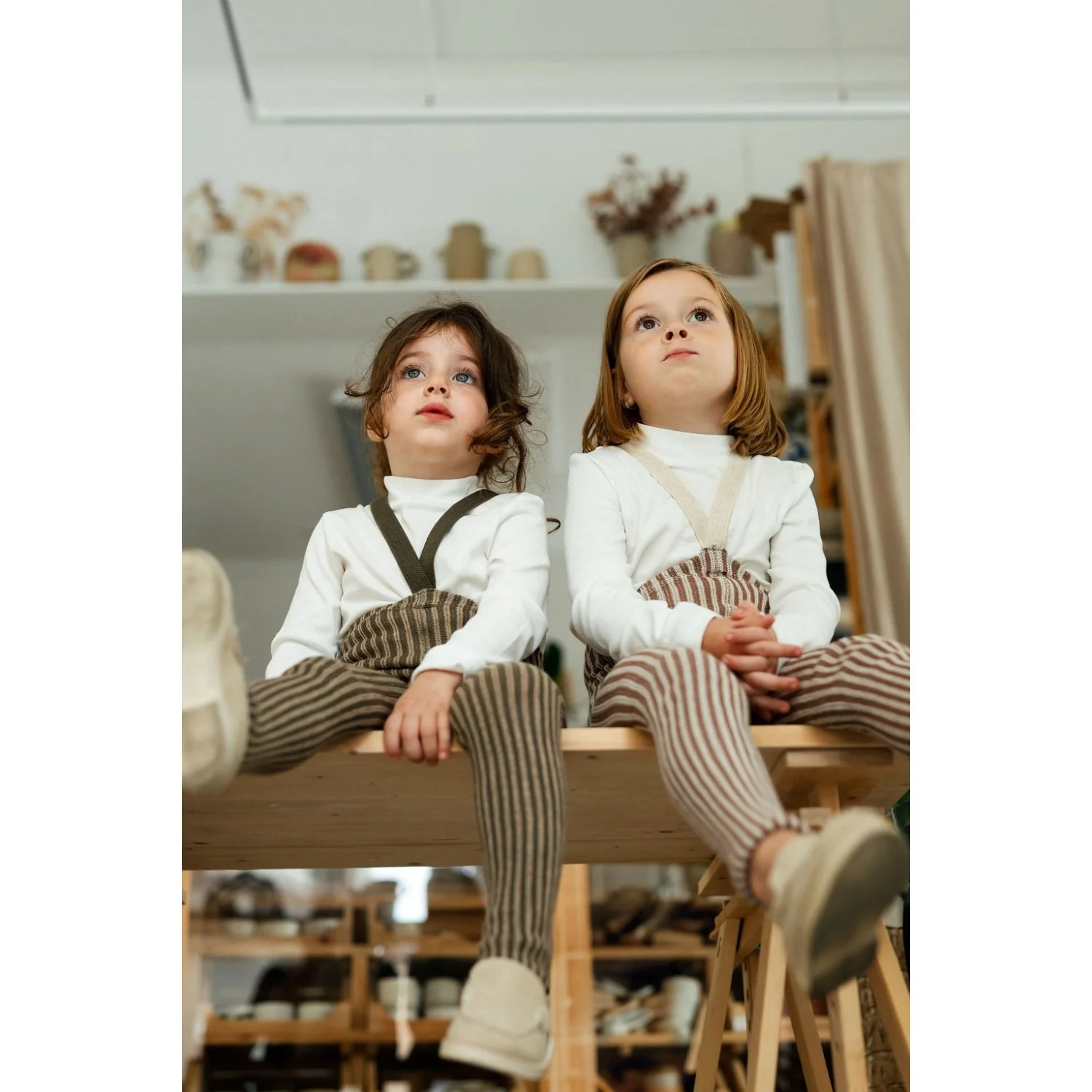 Silly Silas Seaweed Brown X Peanut Striped Special Footed Strømpebukser - Image 3
