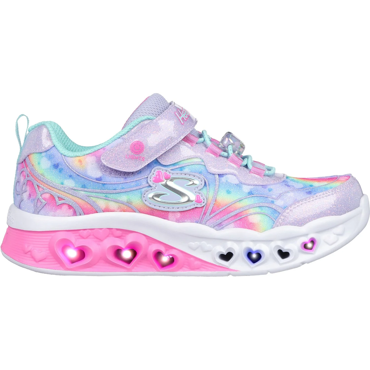 Skechers Purple Flutter Heart Lights Groovy Swirl - Image 3