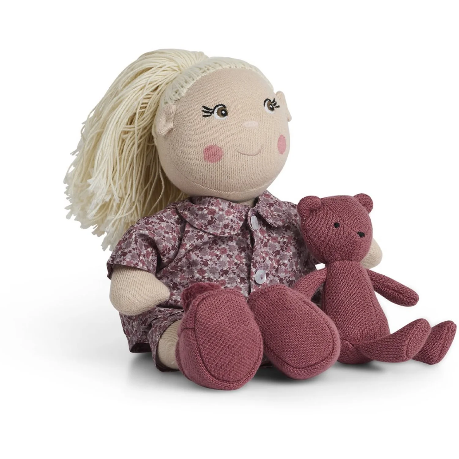Smallstuff Dukke Tøj Flower Pyjamas Med Futter & Bamse - Image 2