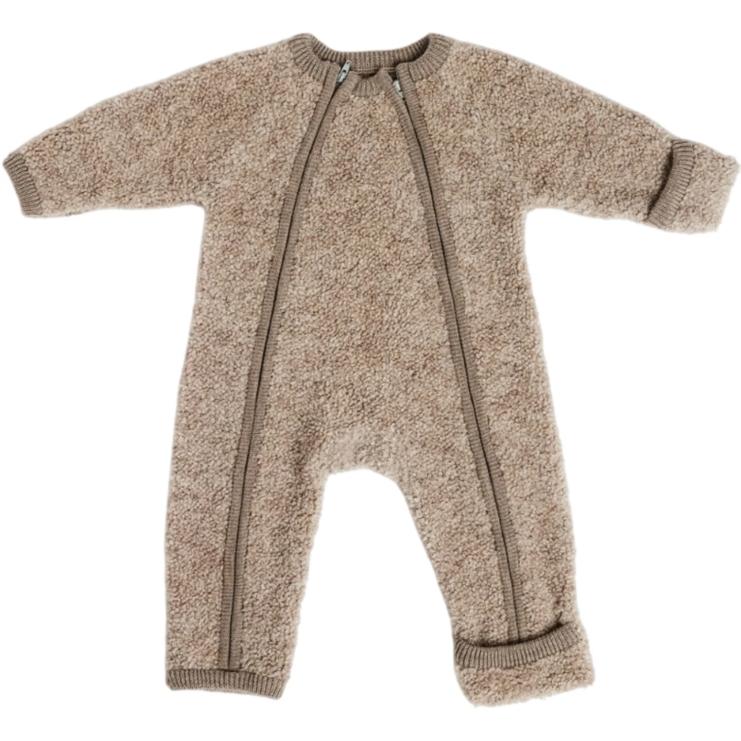 Smallstuff Natur Melange Buksedragt Med Lynlås Bouclé Merino Uld