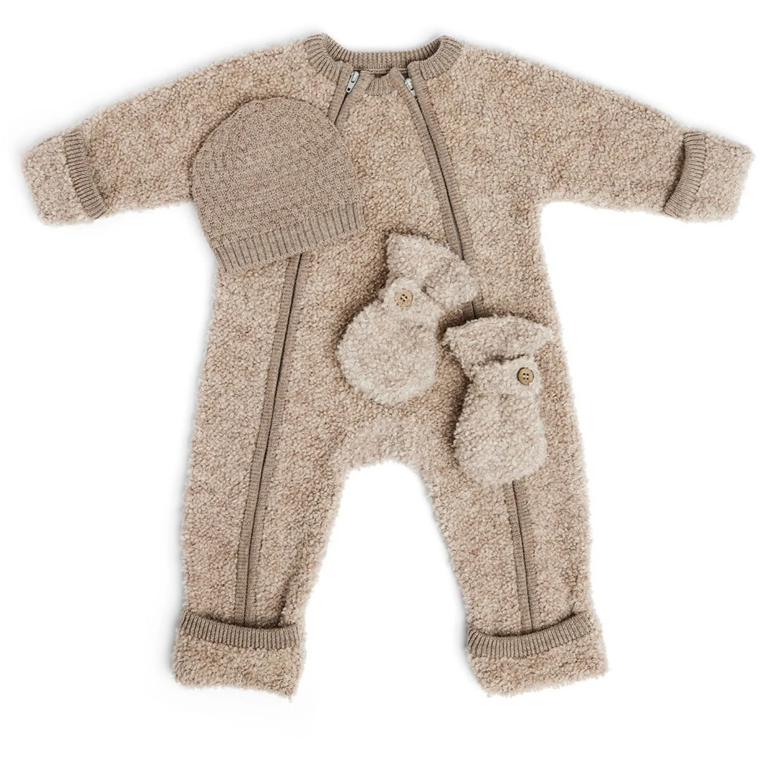 Smallstuff Natur Melange Buksedragt Med Lynlås Bouclé Merino Uld - Image 2