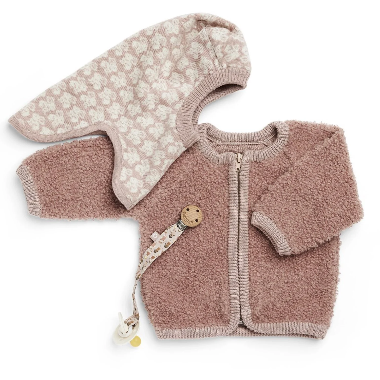 Smallstuff Rose Cardigan Med Lynlås Bouclé Merino Uld - Image 2