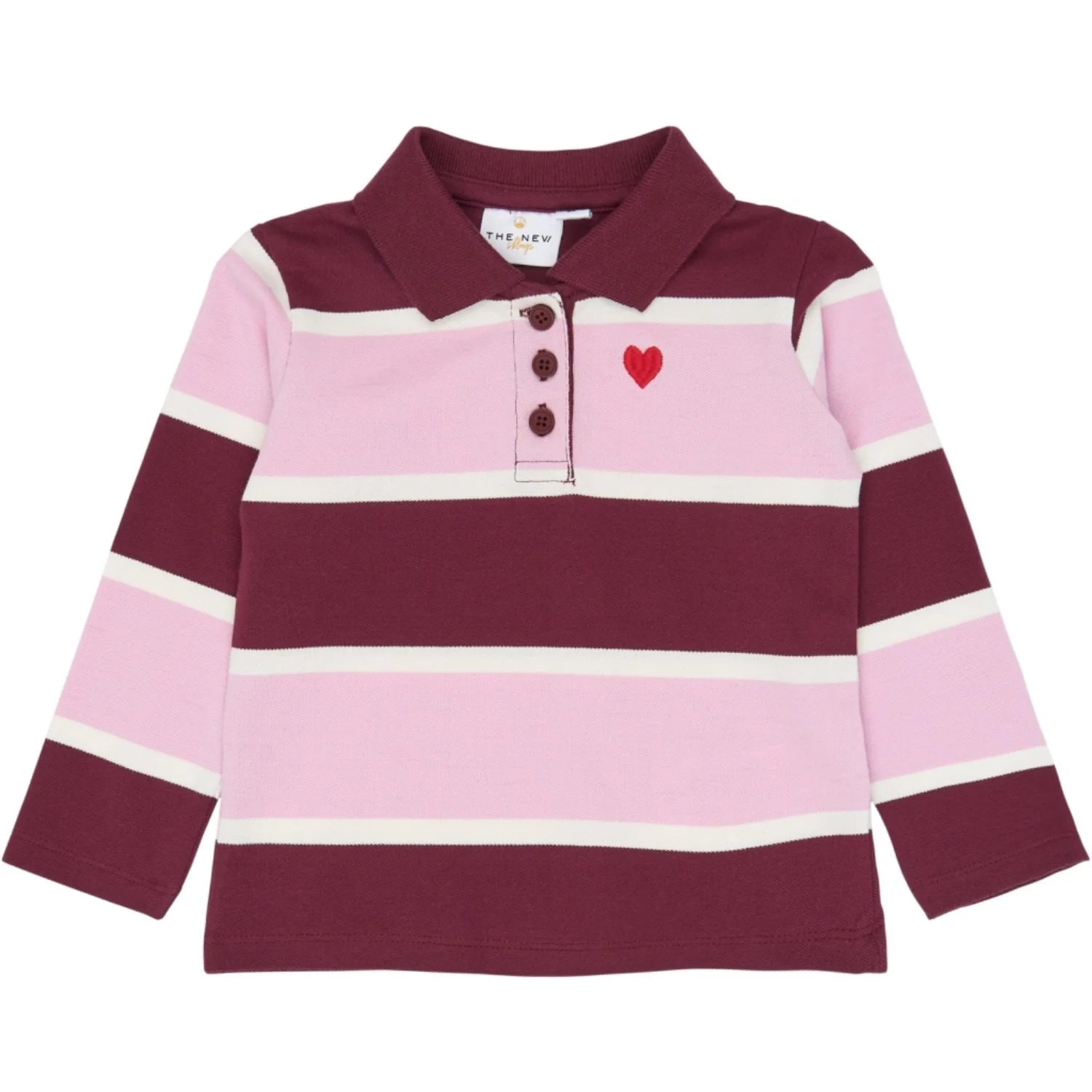 THE NEW Siblings Burgundy Striped Tn Tnstvidalia L_S Pique Polo