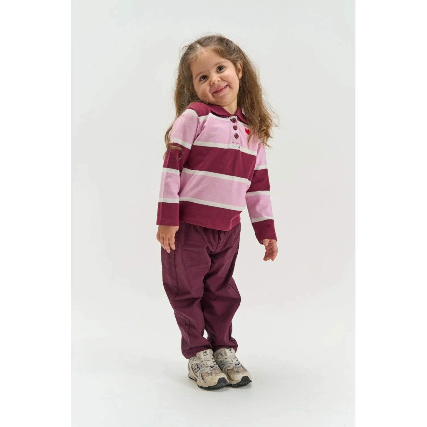 THE NEW Siblings Burgundy Striped Tn Tnstvidalia L_S Pique Polo - Image 2