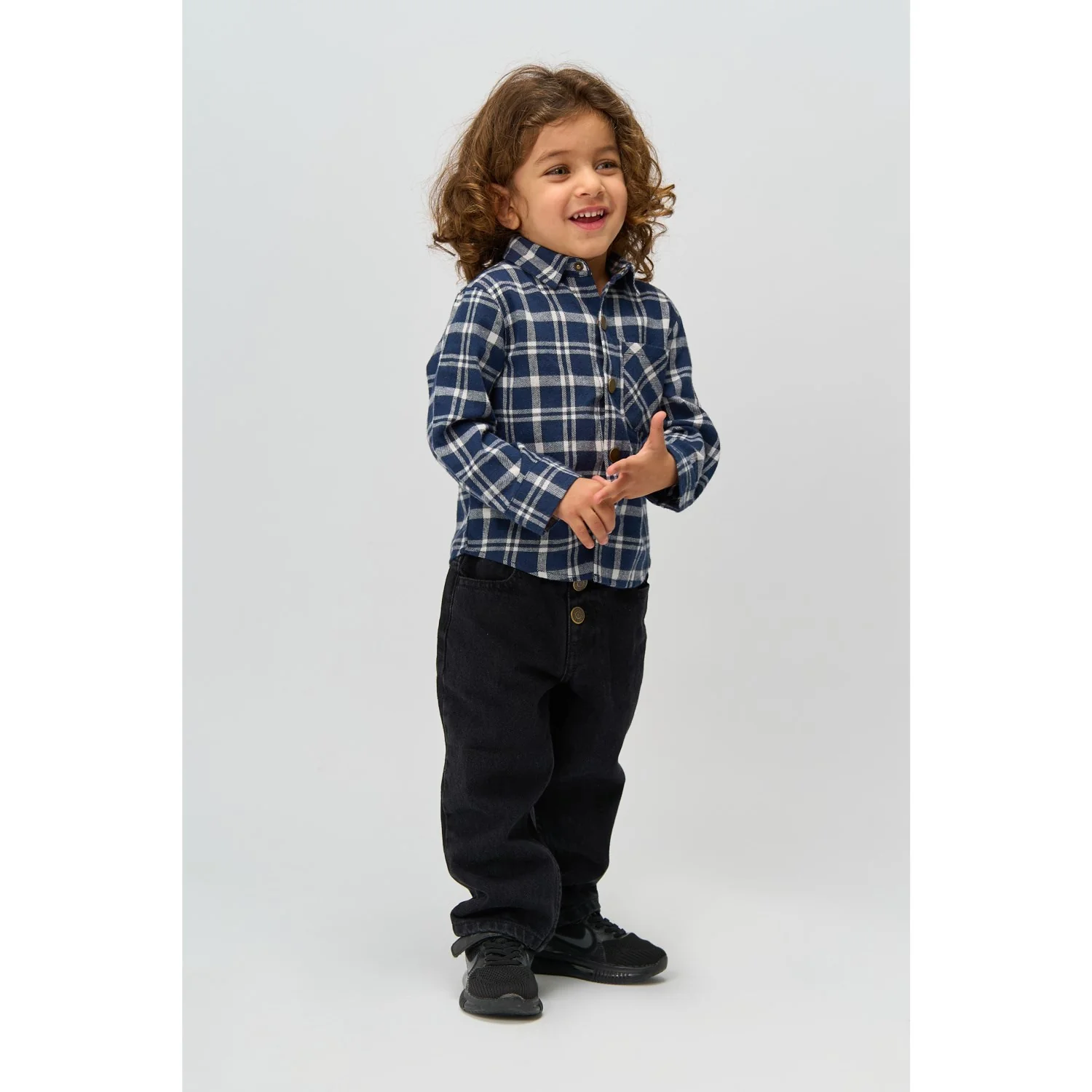 THE NEW Siblings Navy Blazer Check Riggs L_S Flannel Skjorte - Image 2