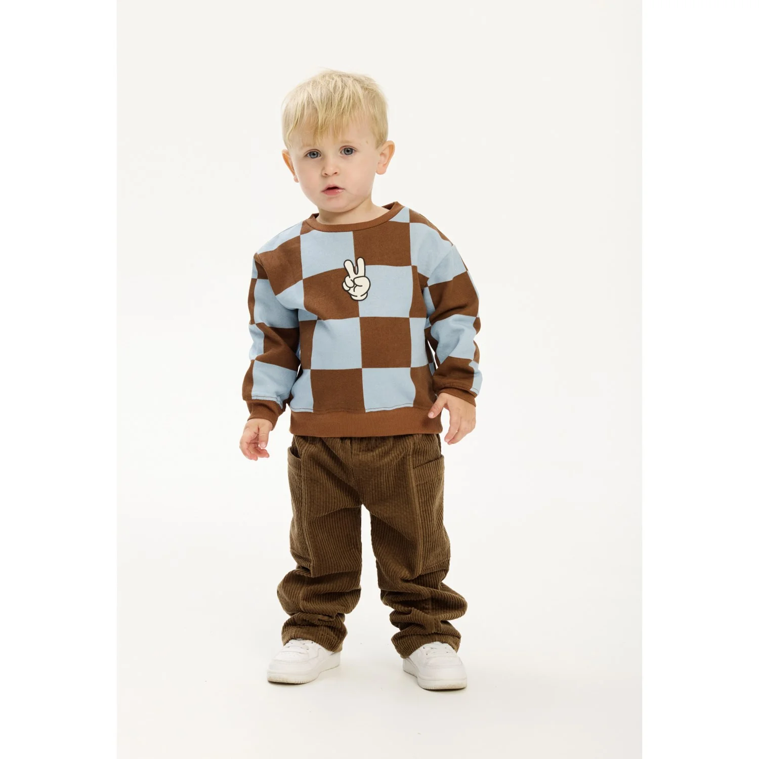 THE NEW Siblings Toffee Check TNSTPaulie OS Sweatshirt - Image 3