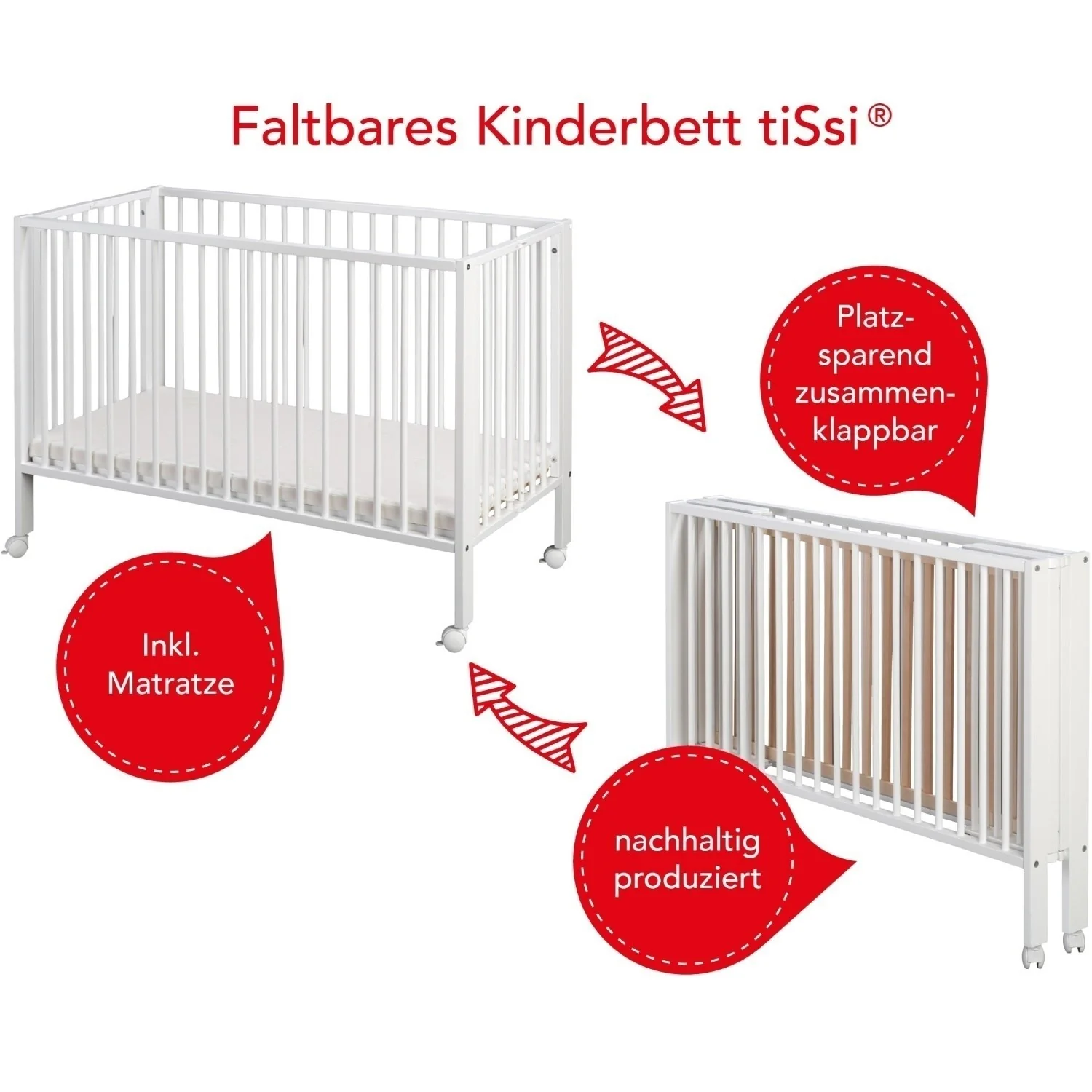 tiSsi® White Laquer Jori Sammenklappelig Børneseng Massiv Bøg - Image 60