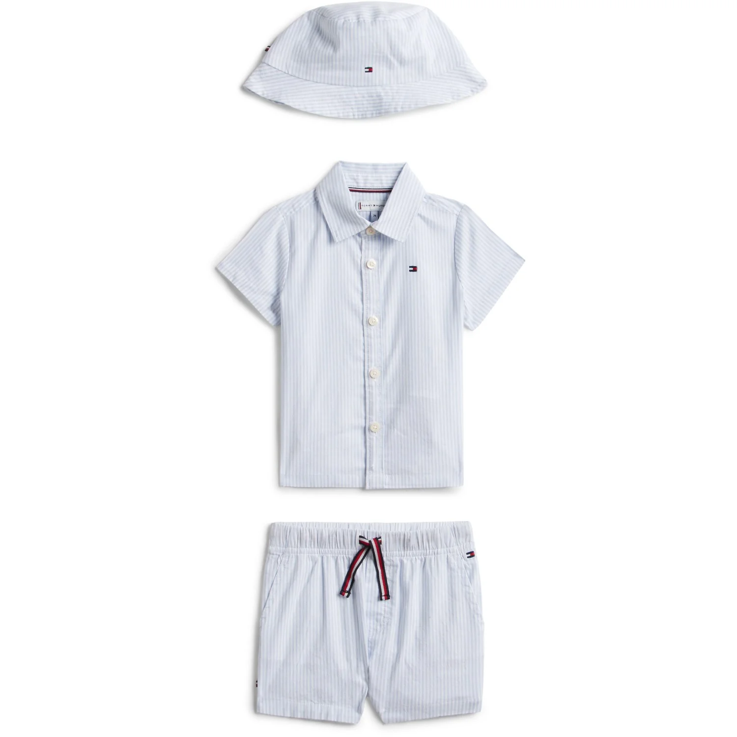 Tommy Hilfiger Blue Stripe Ithaca Shorts Skjorte Hue Giftbox
