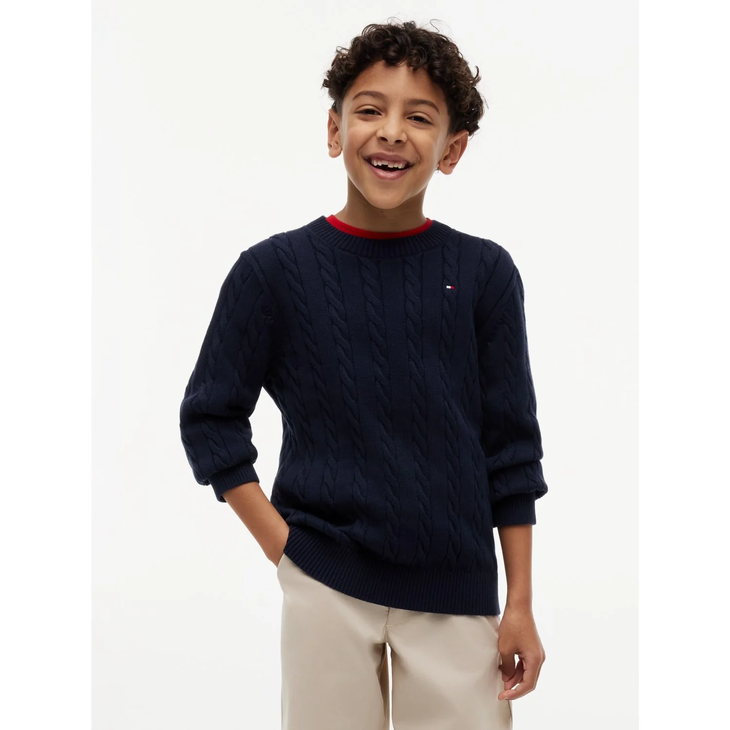 Tommy Hilfiger Dark Night Navy Bomuld Cable Sweater - Image 2