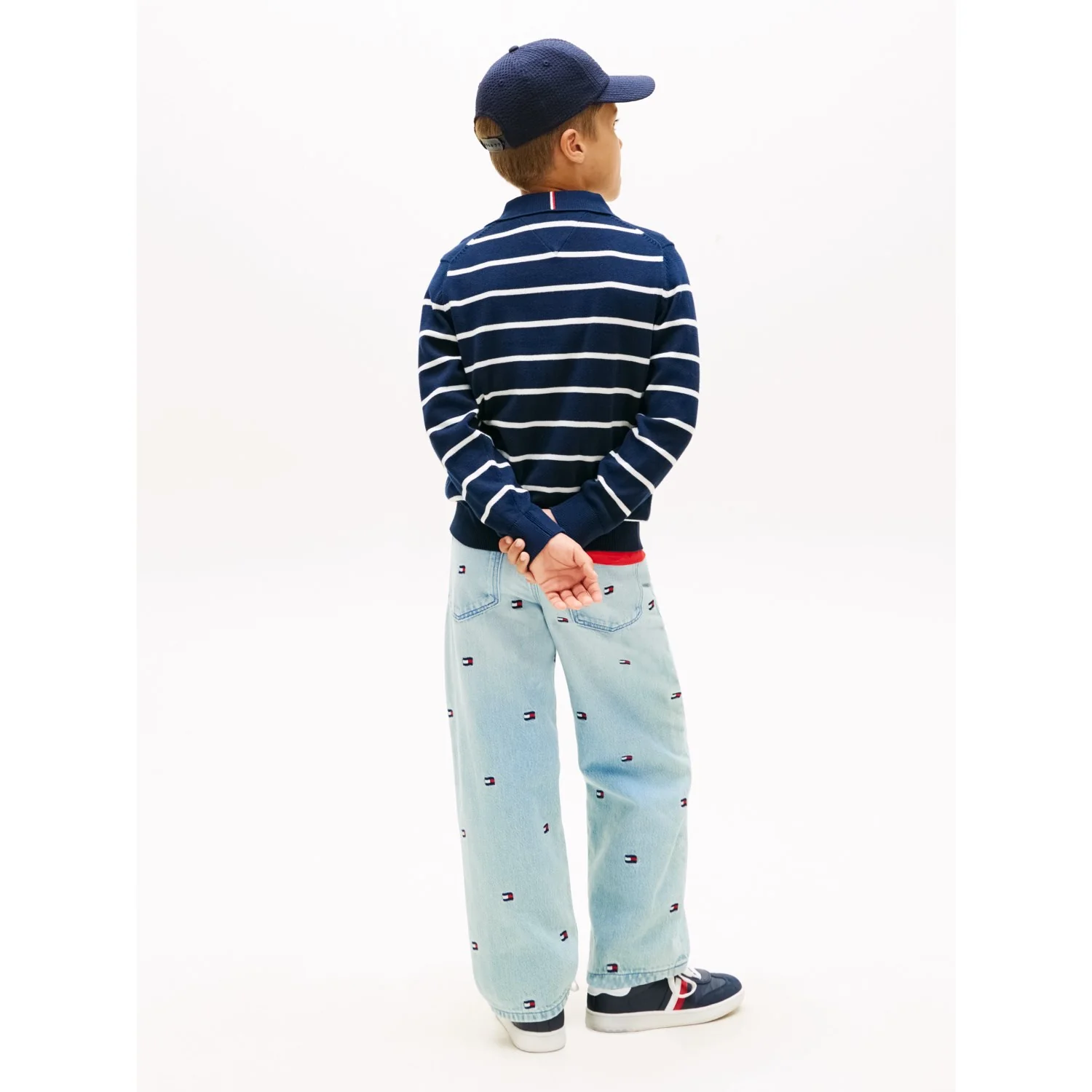 Tommy Hilfiger Dark Night Navy Stripe Polo Krave Sweater Ls - Image 5